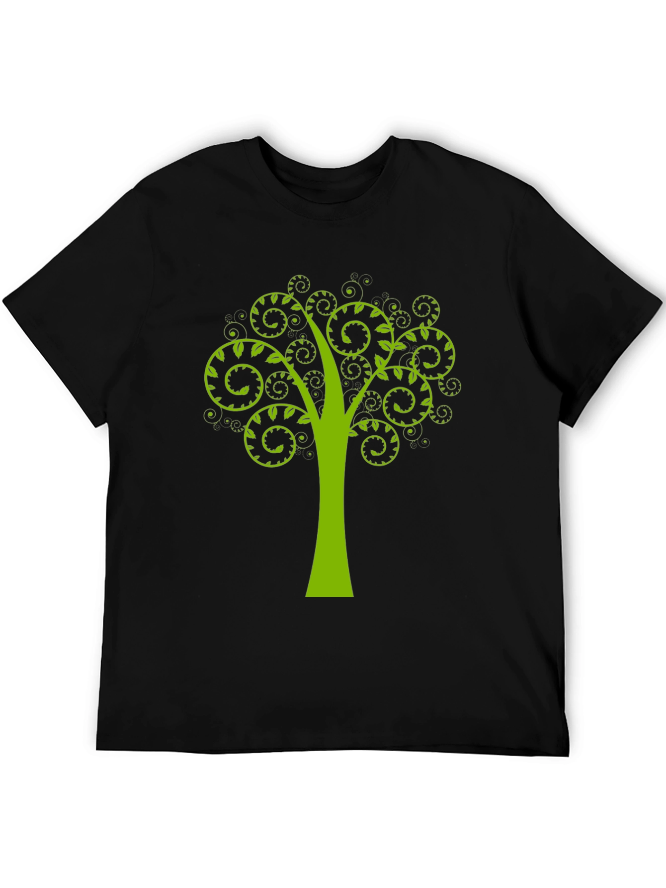 Black Green Tree Swirl Graphic Black T-Shirt view 5