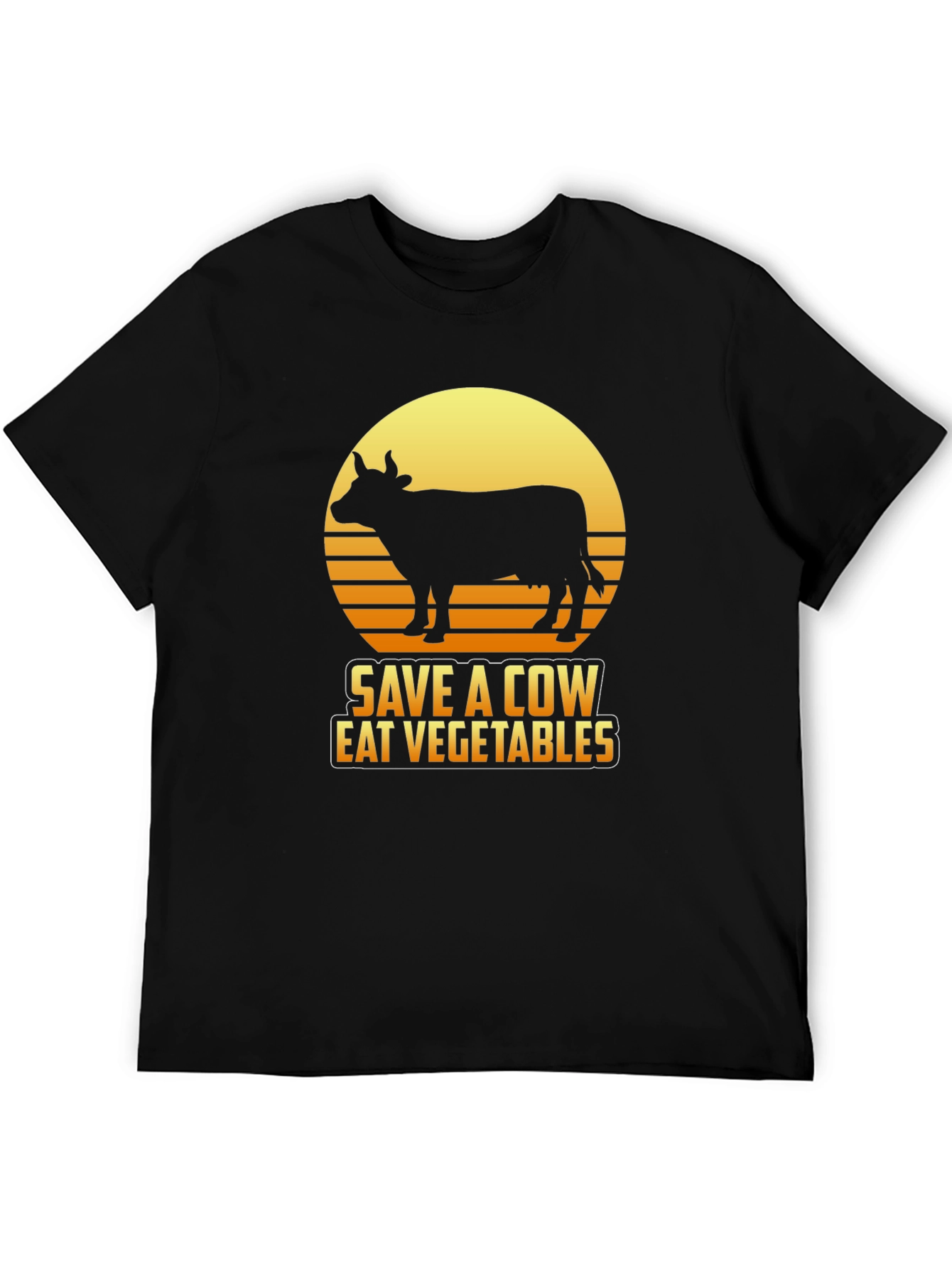 Black Save a Cow Eat Vegetables Graphic T-Shirt view 5