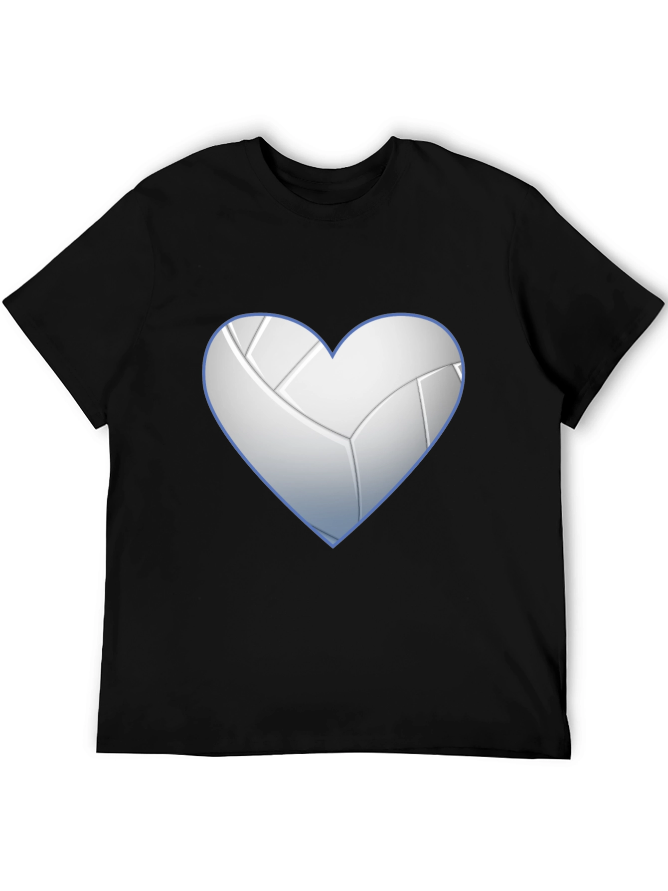 Black Volleyball Heart Graphic Tee - Black Crew Neck T-Shirt view 5