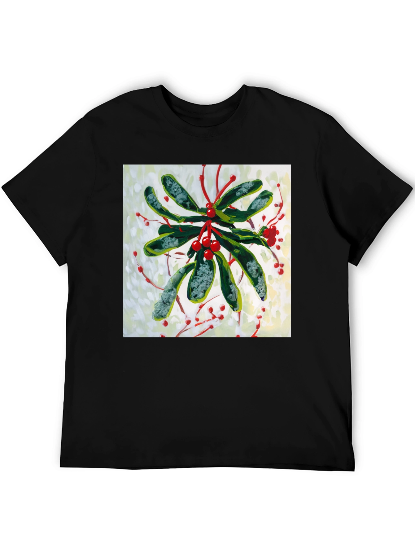 Black Mistletoe Graphic Tee - Holiday Style view 5
