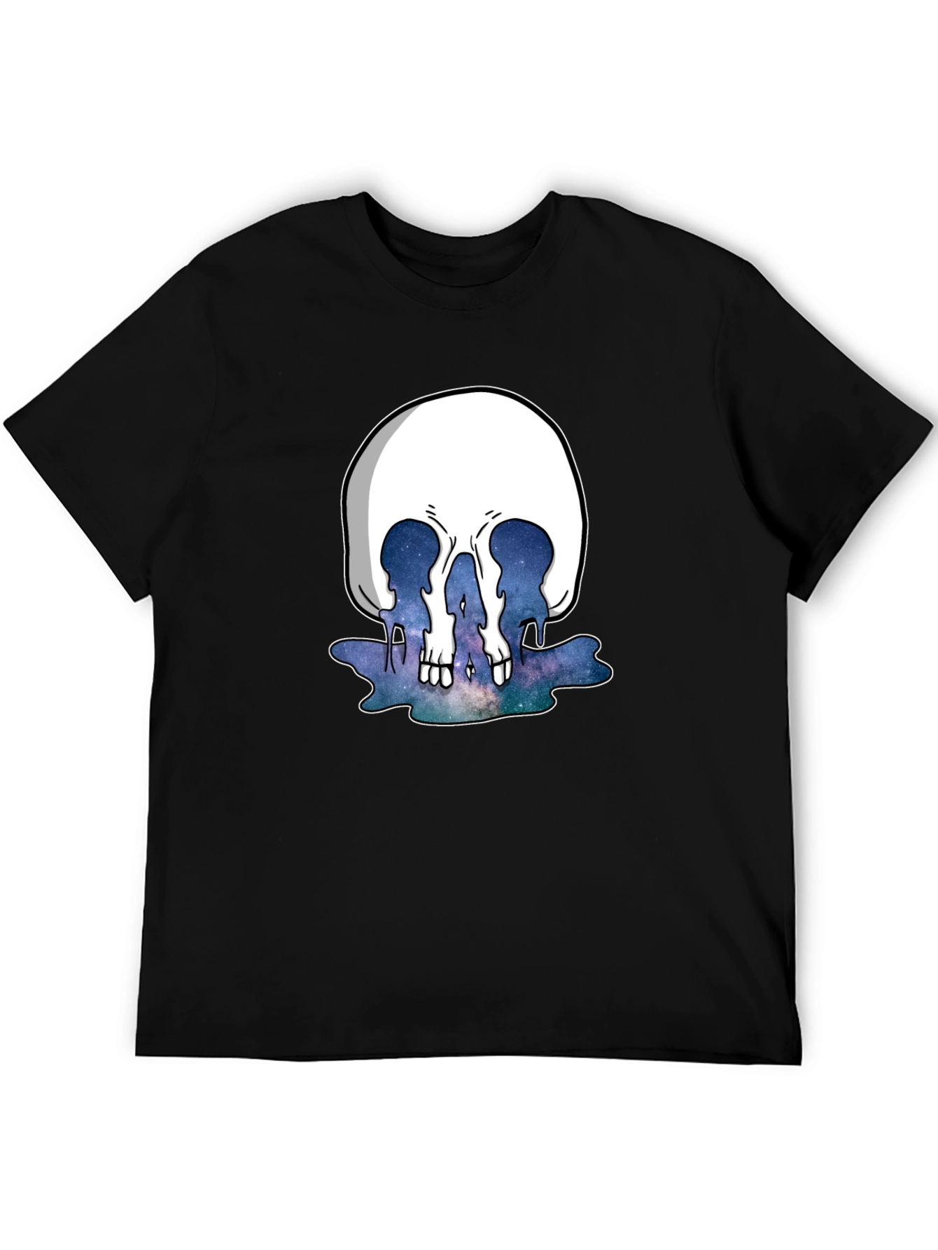Black Melting Galaxy Skull T-Shirt - Unique Graphic Tee view 5