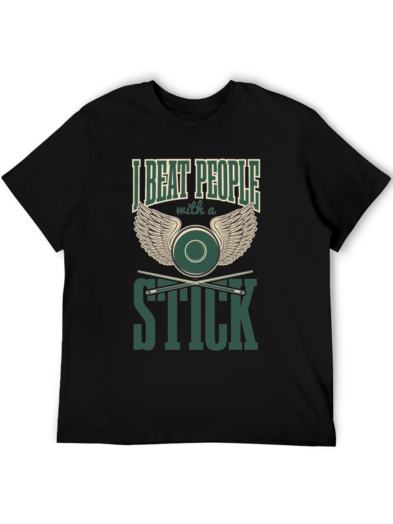 I Beat People with a Stick Funny Billiards T-Shirt - 5