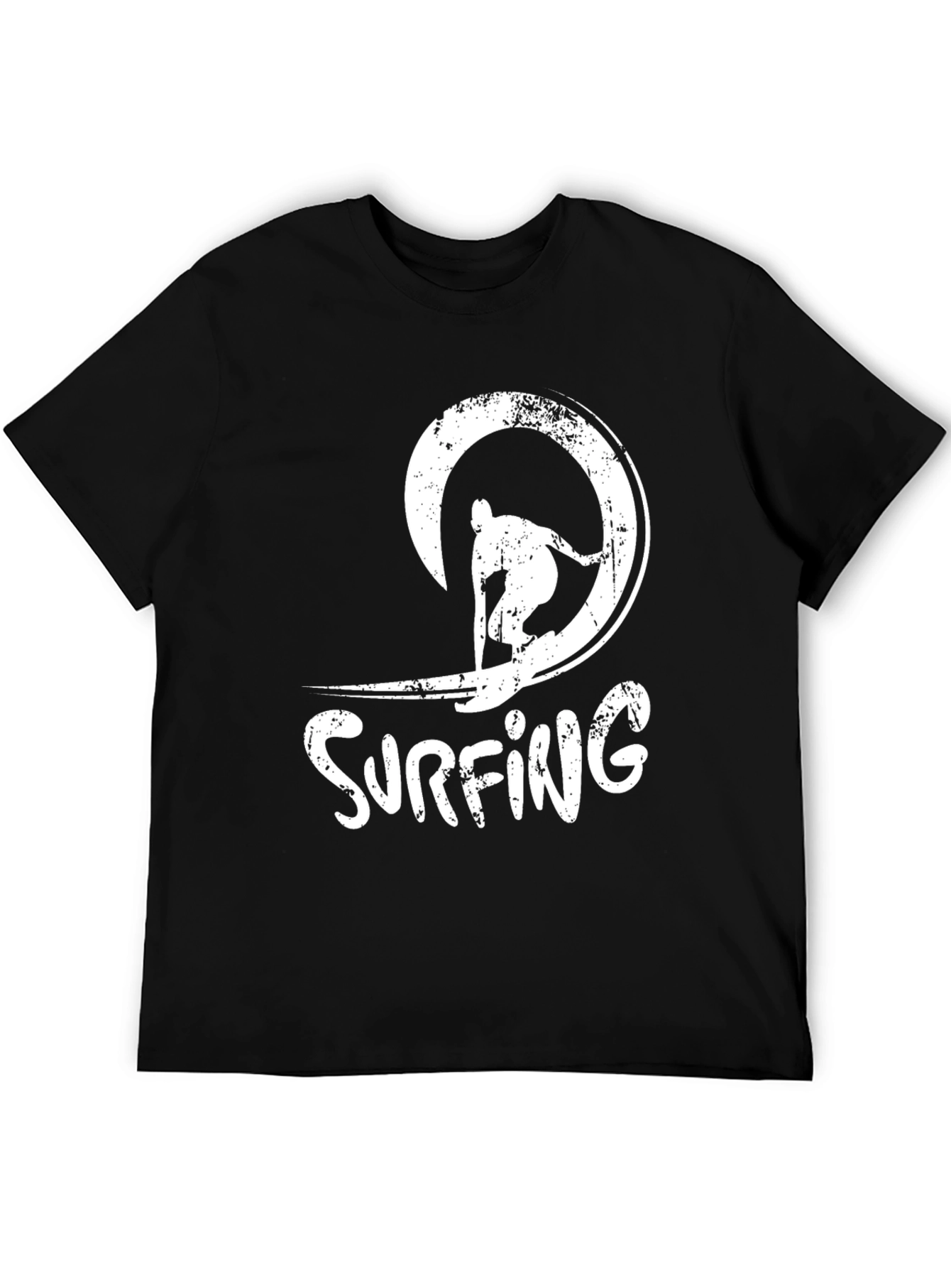 Black Surfing Wave Graphic Black T-Shirt view 5