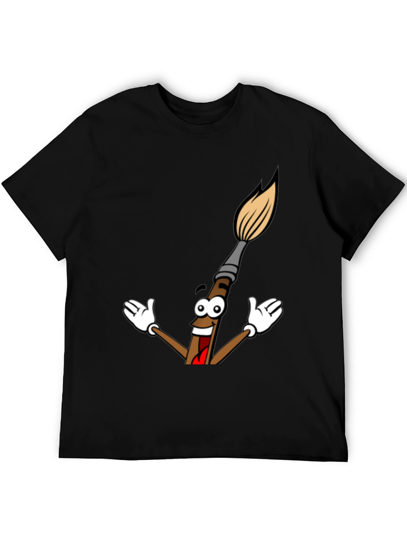 Black Cartoon Paintbrush Graphic Tee - Black view 5