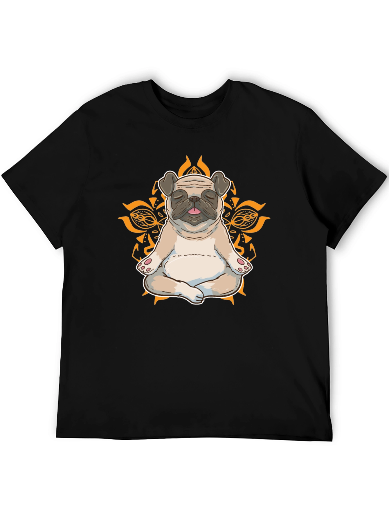 Black Zen Pug Graphic Tee - Meditating Dog Shirt view 5