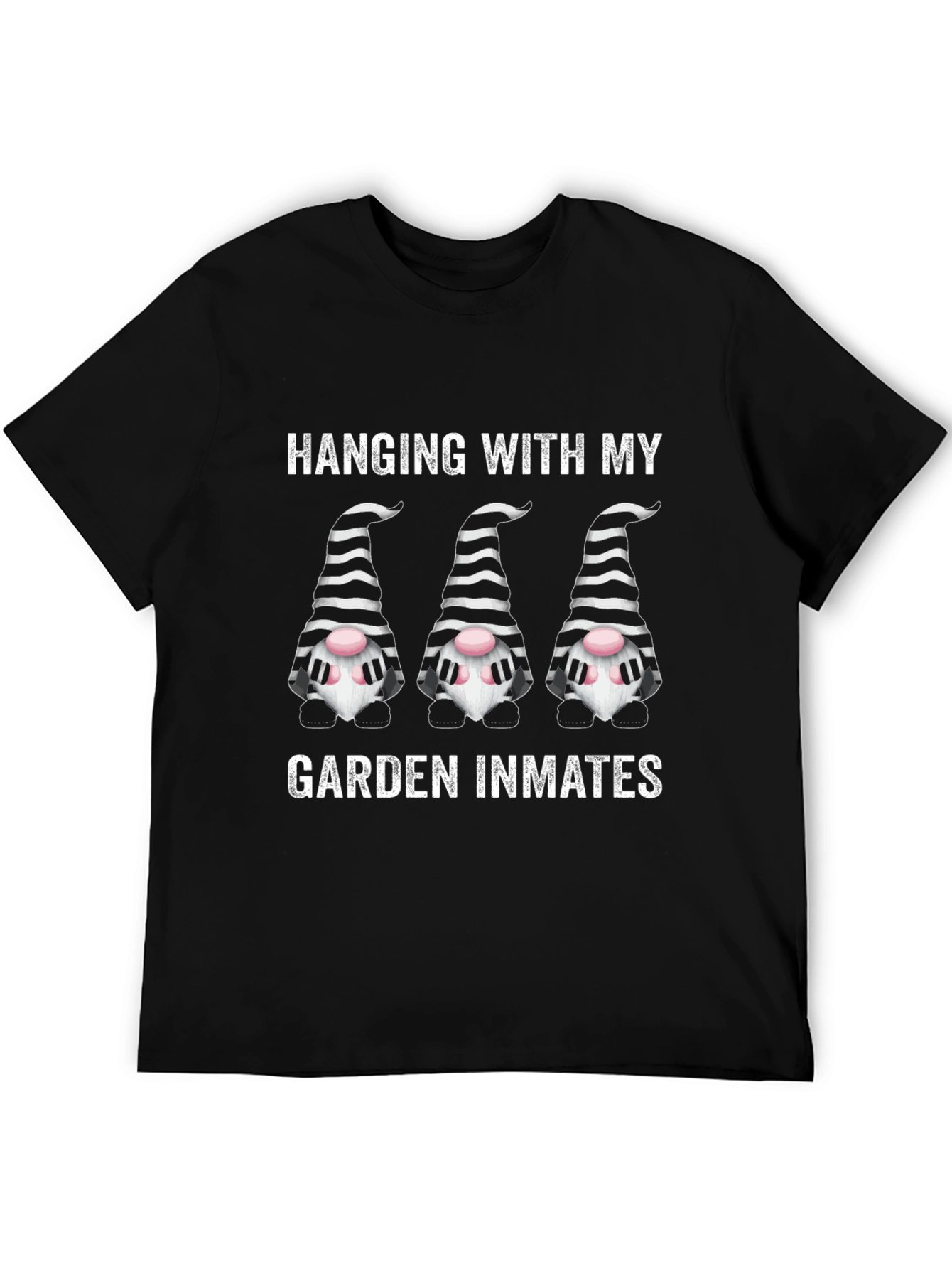Black Funny Garden Gnome T-Shirt: Hanging With My Garden Inmates view 5
