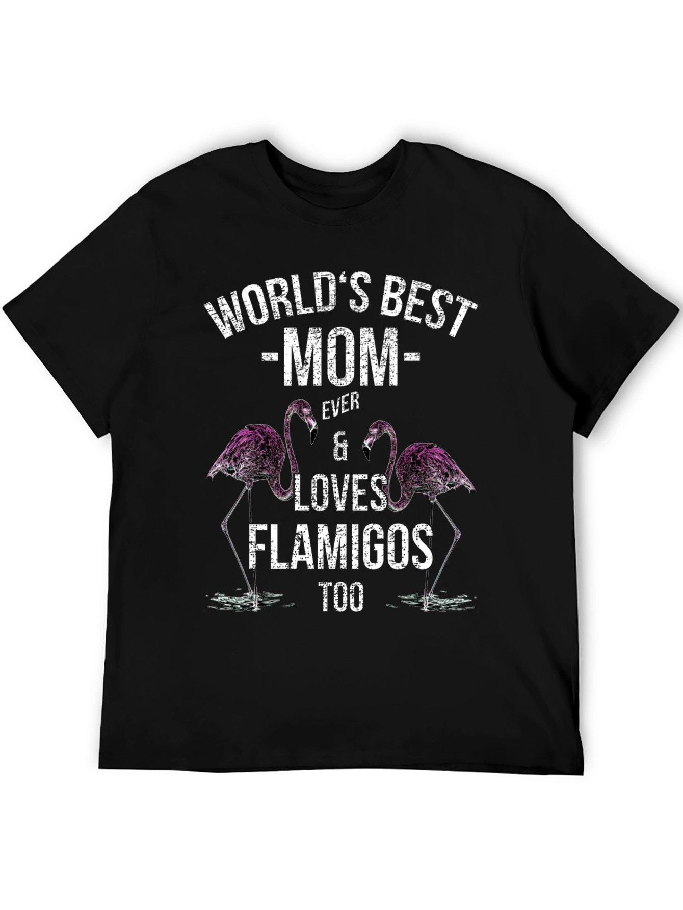 Black World's Best Mom Flamingo Graphic T-Shirt view 5