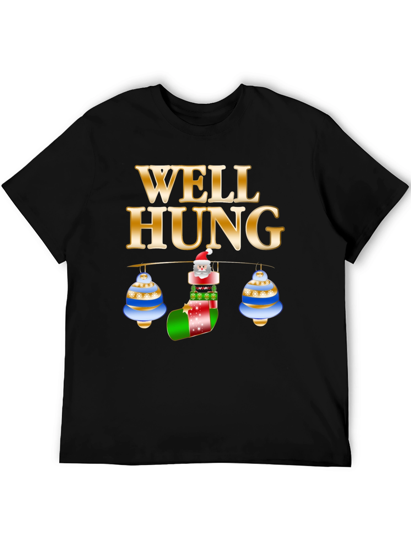 Black Well Hung Santa Christmas T-Shirt view 5
