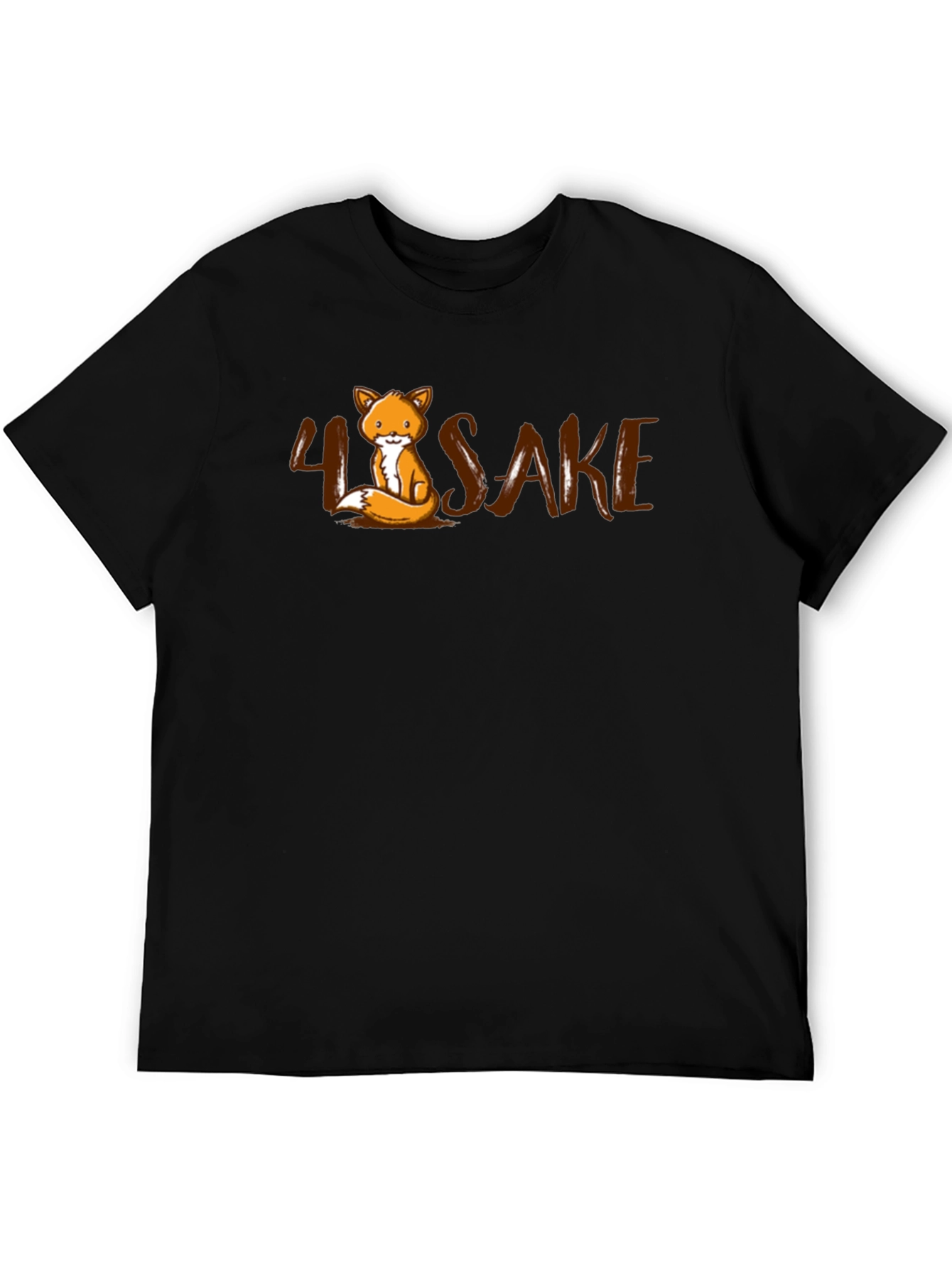 Black Funny "4 Fox Sake" Graphic Novelty T-Shirt view 5