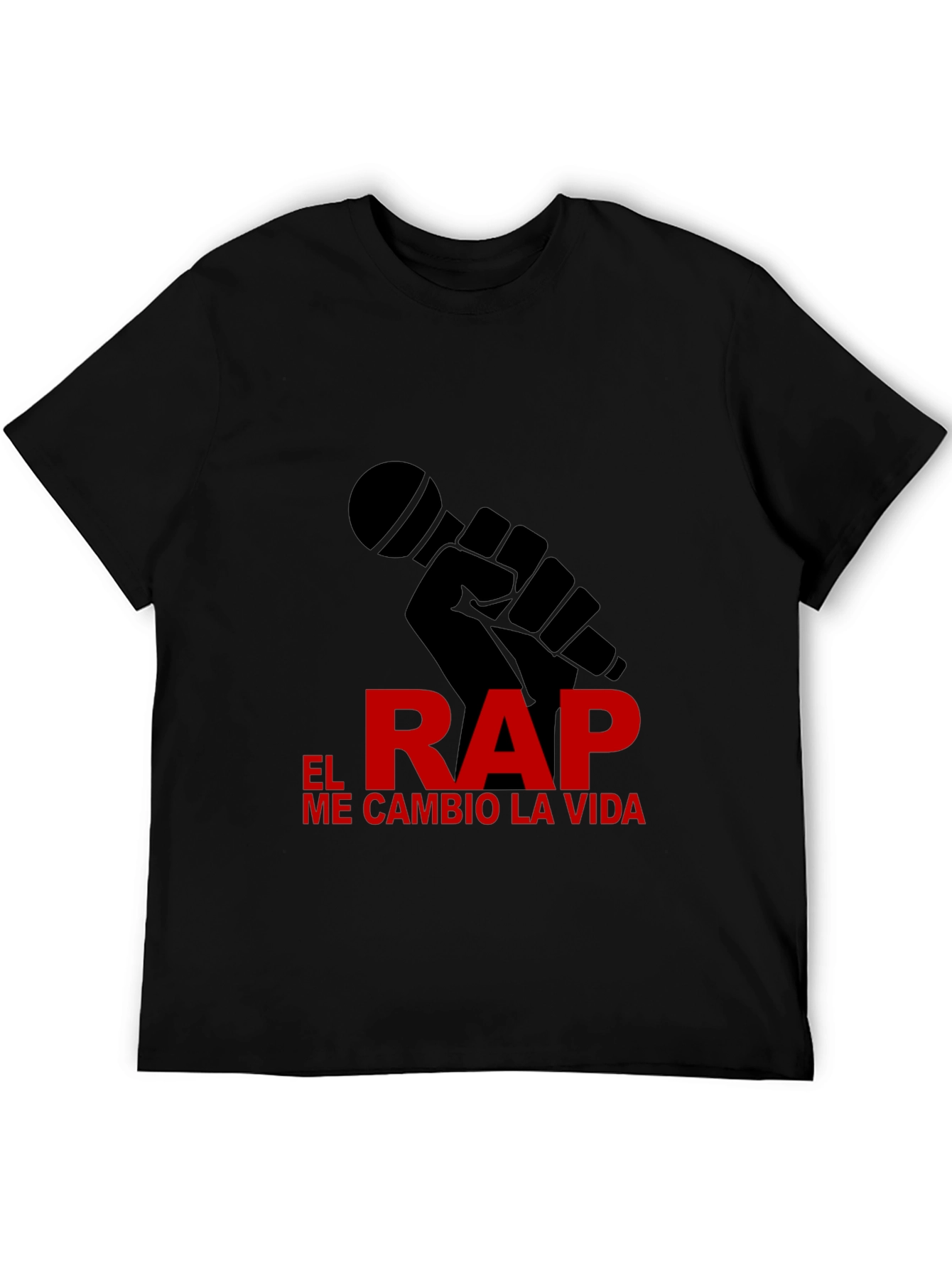 Black Rap Life Tee - "El Rap Me Cambio La Vida" Design T-Shirt view 5