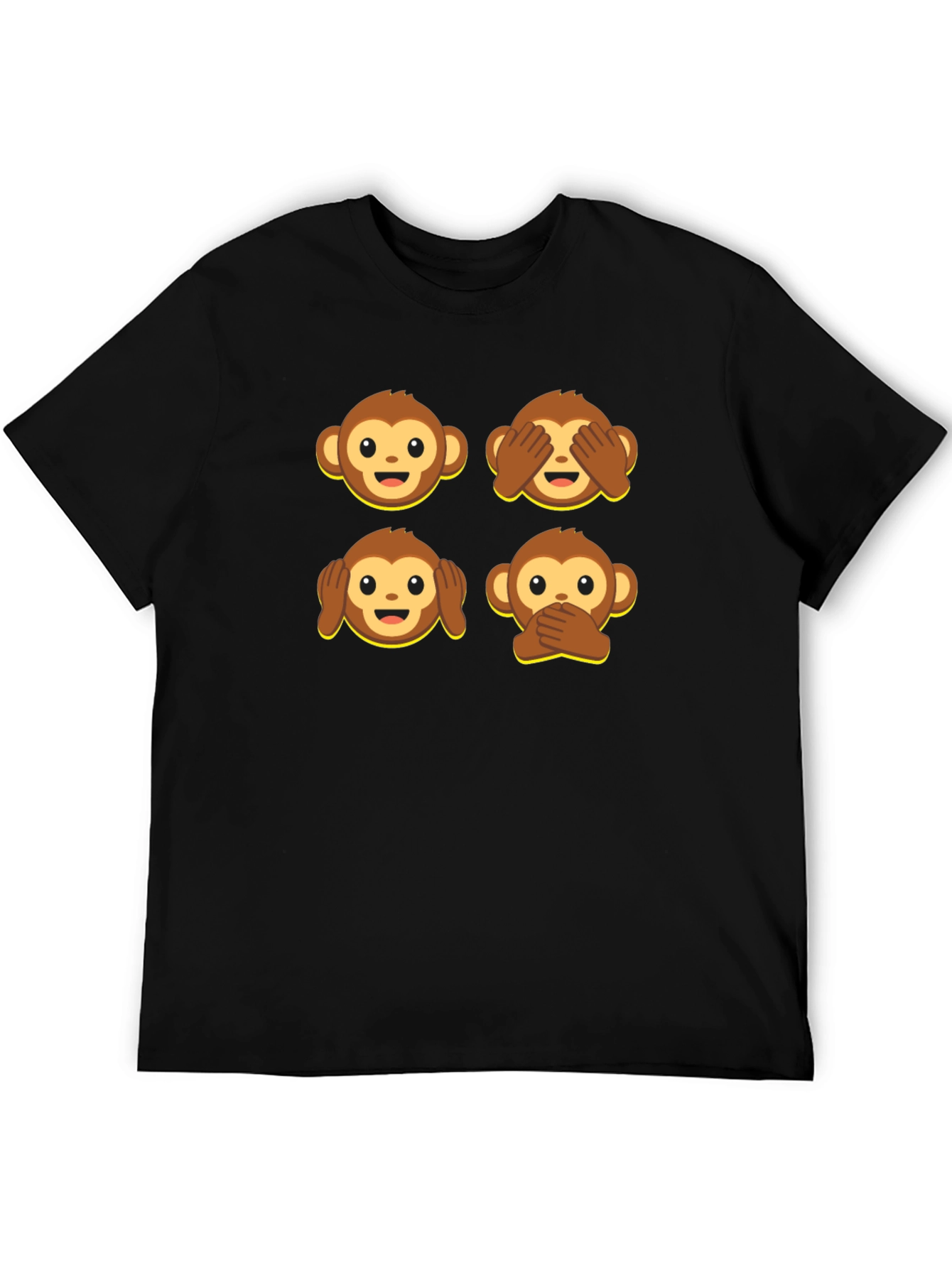 Emoji Monkey Graphic Tee - Hear, See, Speak No Evil T-Shirt - 5
