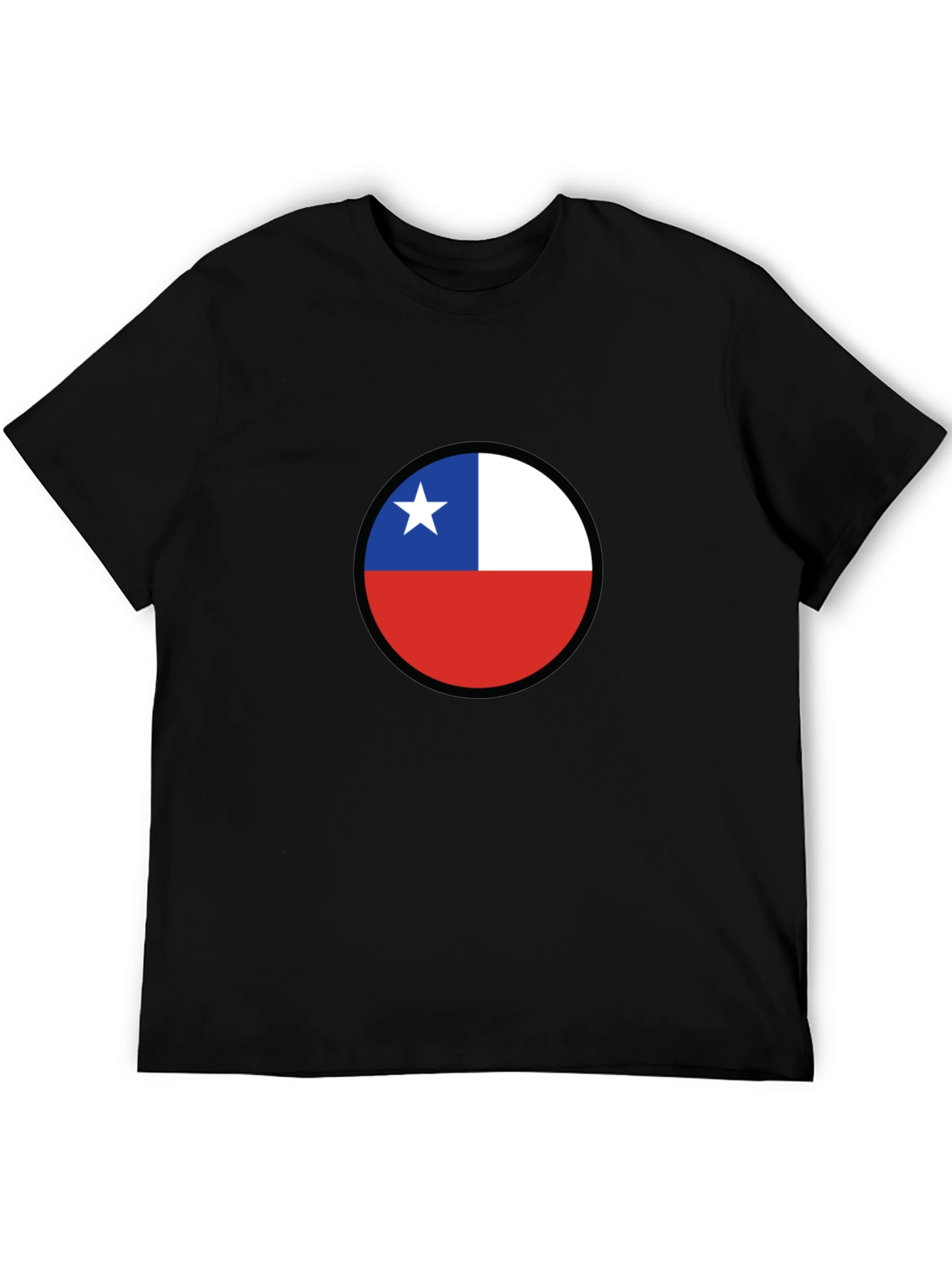 Black Chile Flag Circle Black T-Shirt view 5