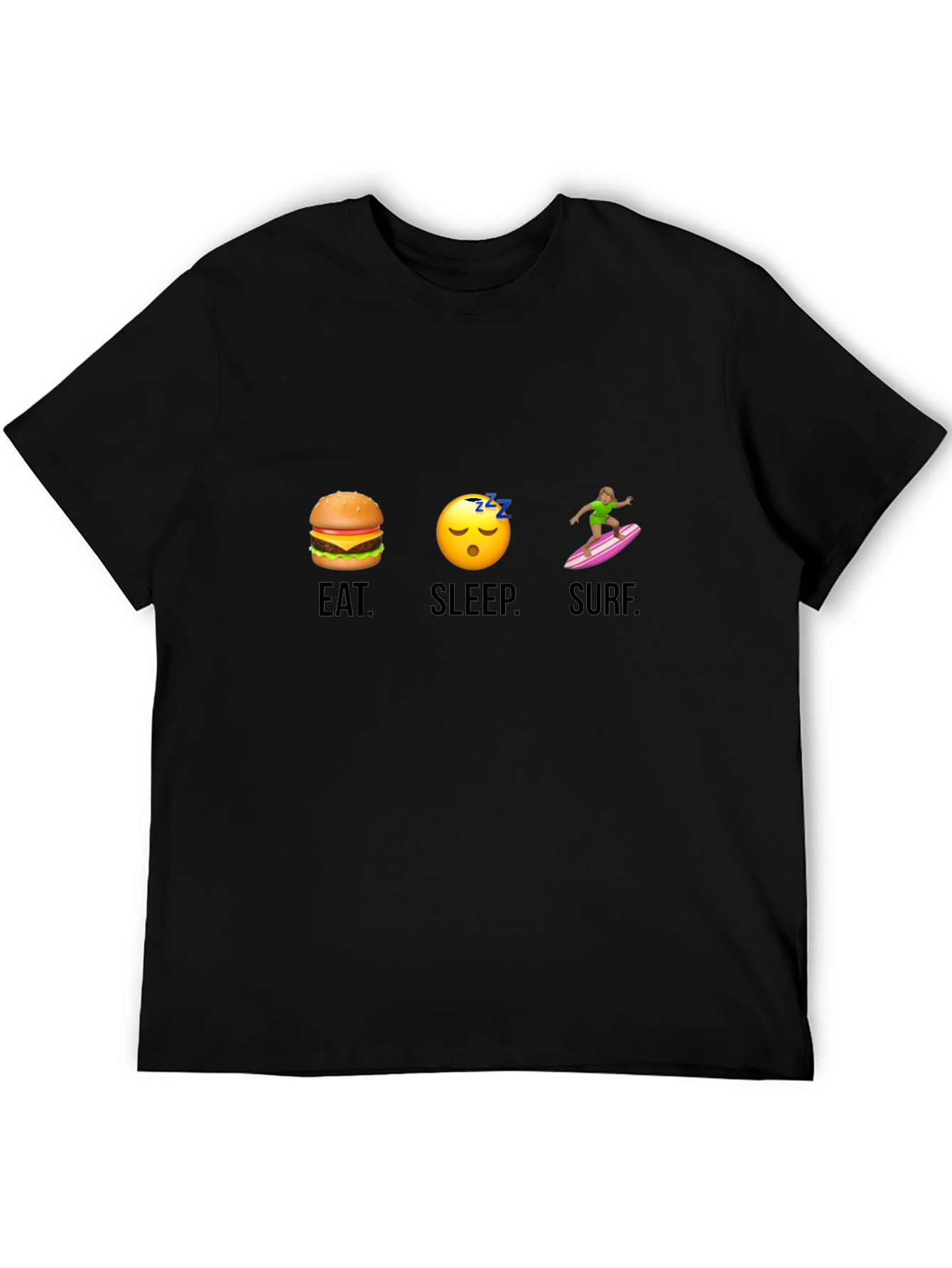 Black Eat Sleep Surf Graphic Tee - Black Cotton T-Shirt view 5