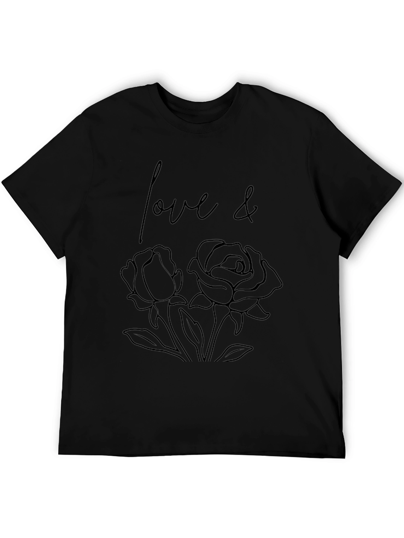Black Love & Roses Graphic Tee - Stylish Black T-Shirt view 5
