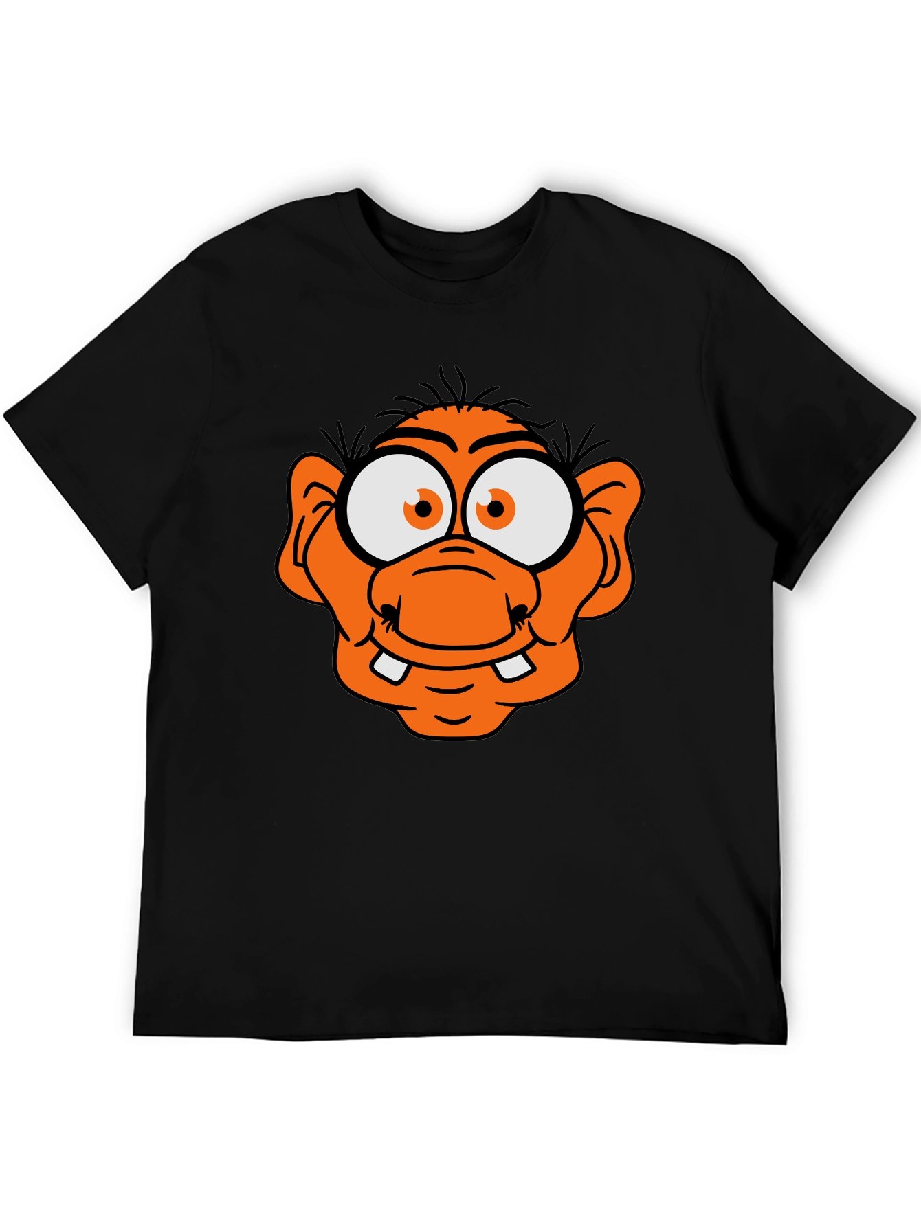 Black Funny Orange Cartoon Character Graphic Tee view 5