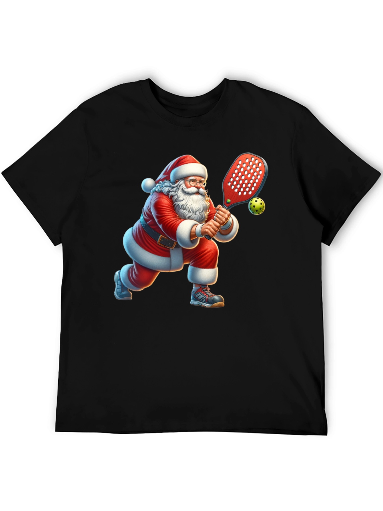 Black Santa Pickleball T-Shirt view 5