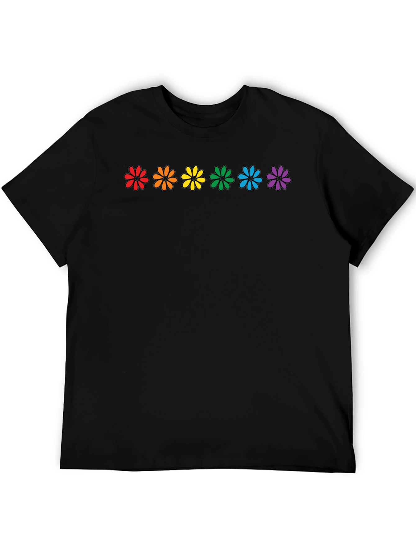 Black Rainbow Flower Power T-Shirt view 5