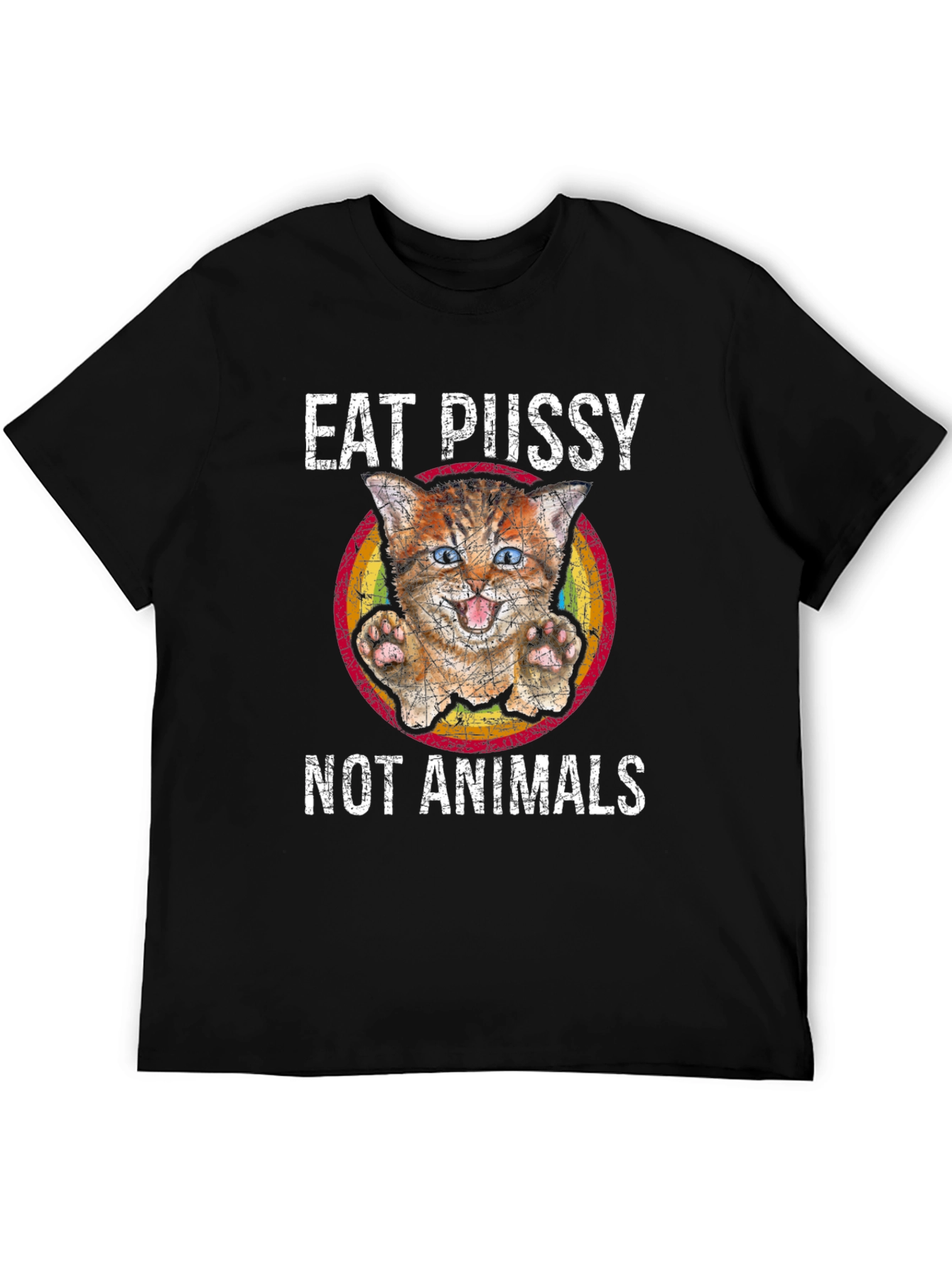 Black Eat Pussy Not Animals Graphic T-Shirt view 5
