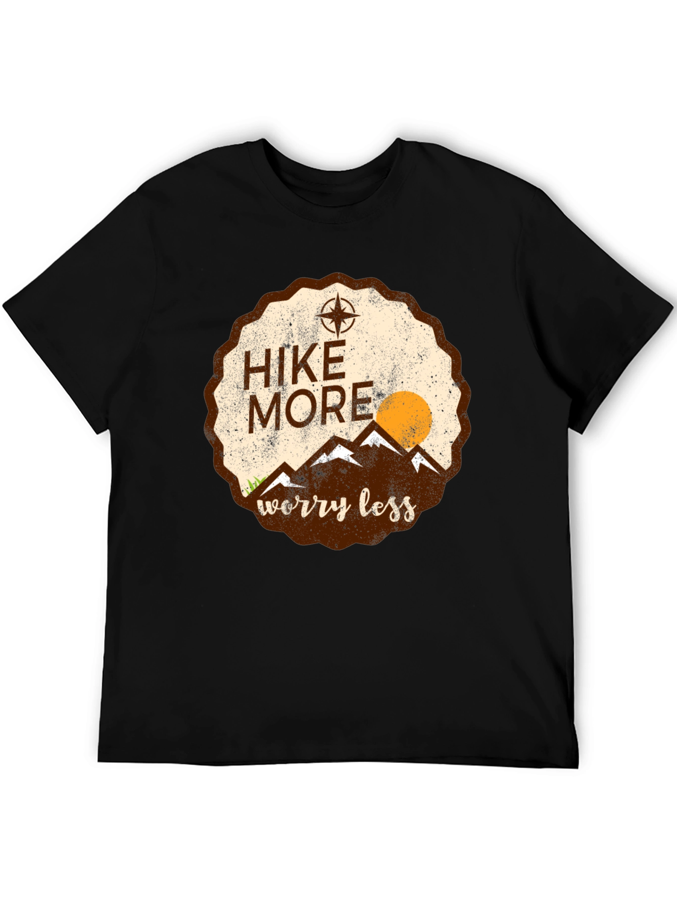 Black Hike More Worry Less Graphic Tee - Adventure Awaits view 5