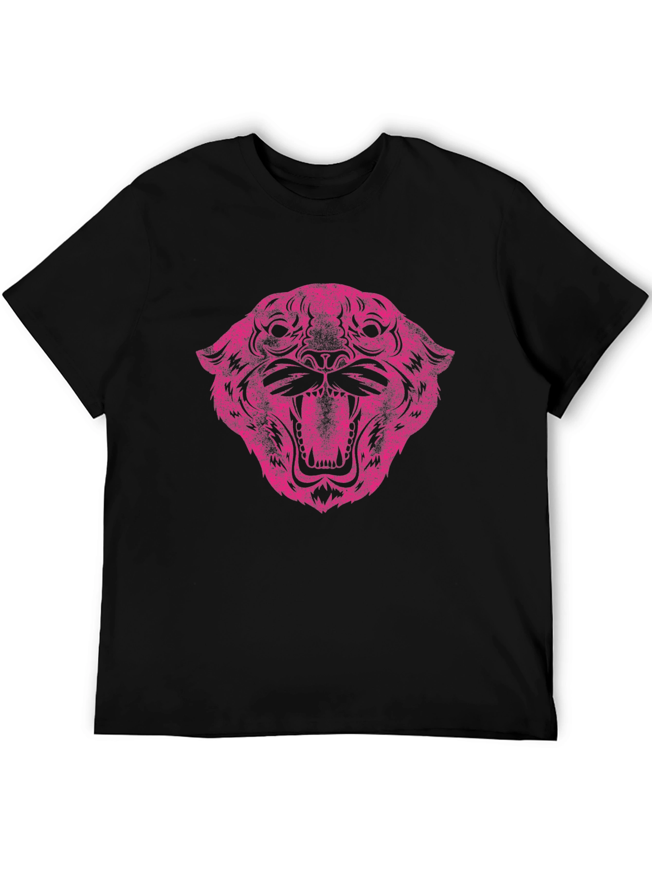 Black Pink Tiger Graphic Black T-Shirt view 5