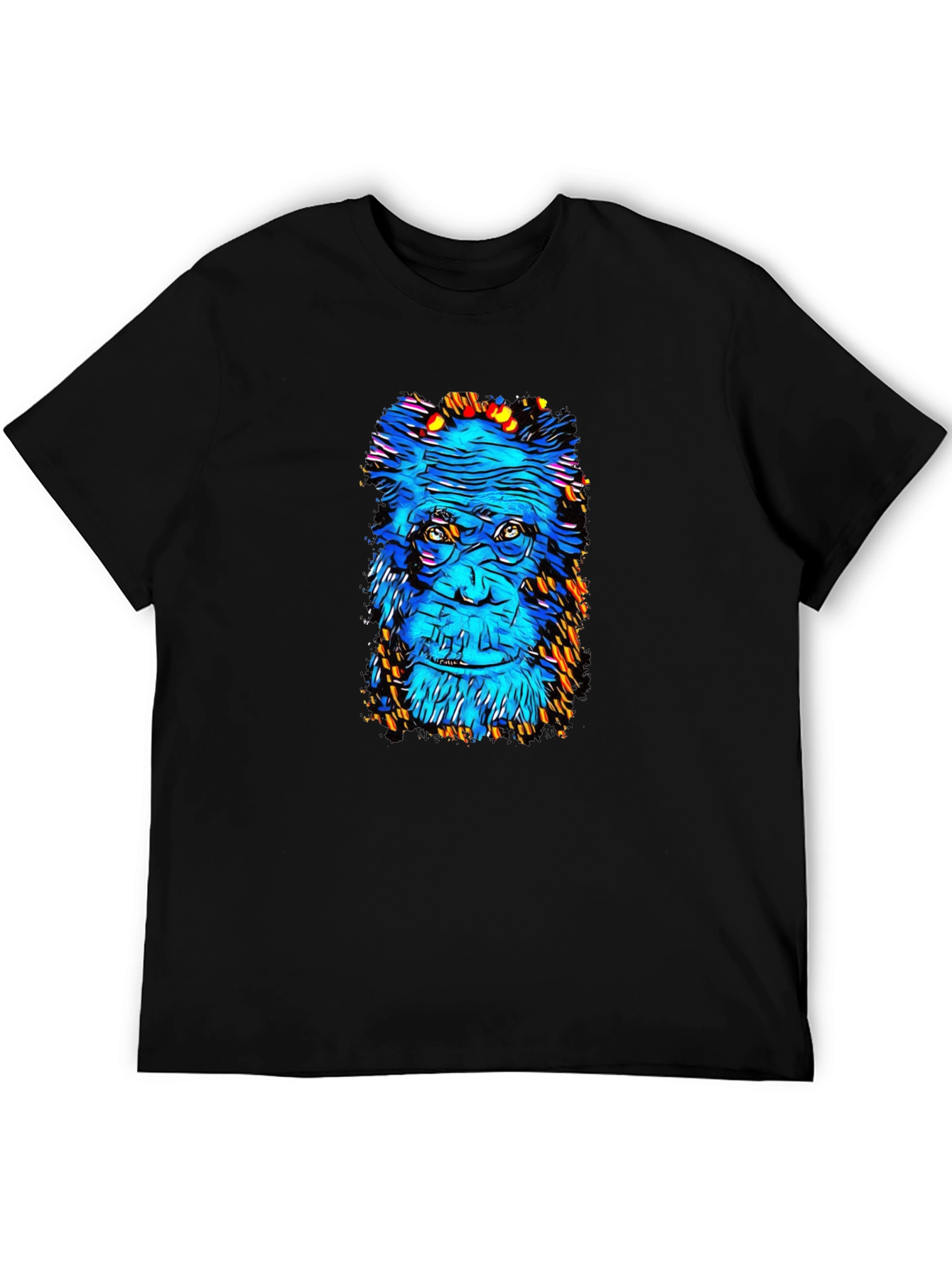 Black Abstract Gorilla Face Graphic T-Shirt view 5