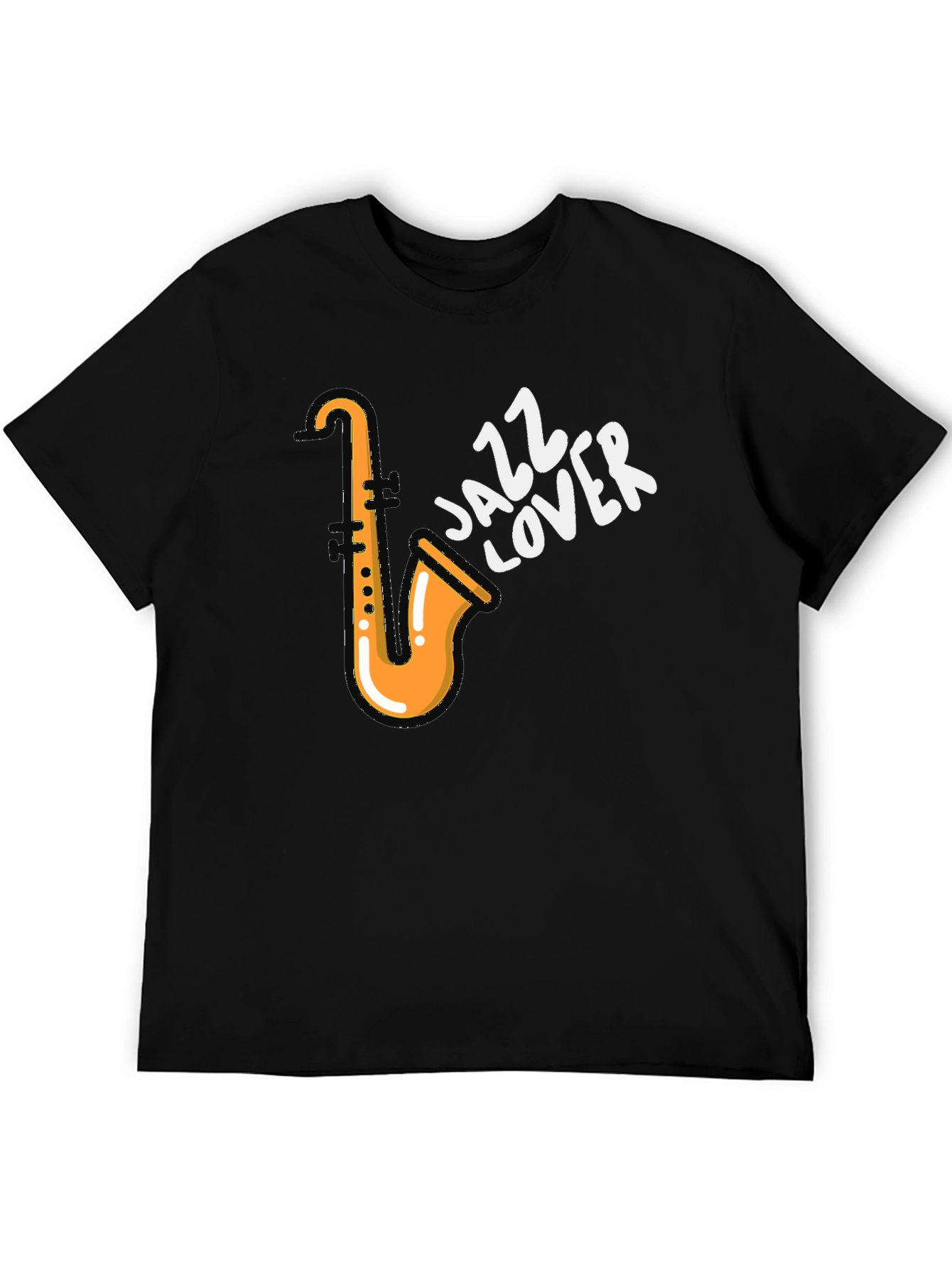 Black Jazz Lover T-Shirt - Saxophone Design view 5