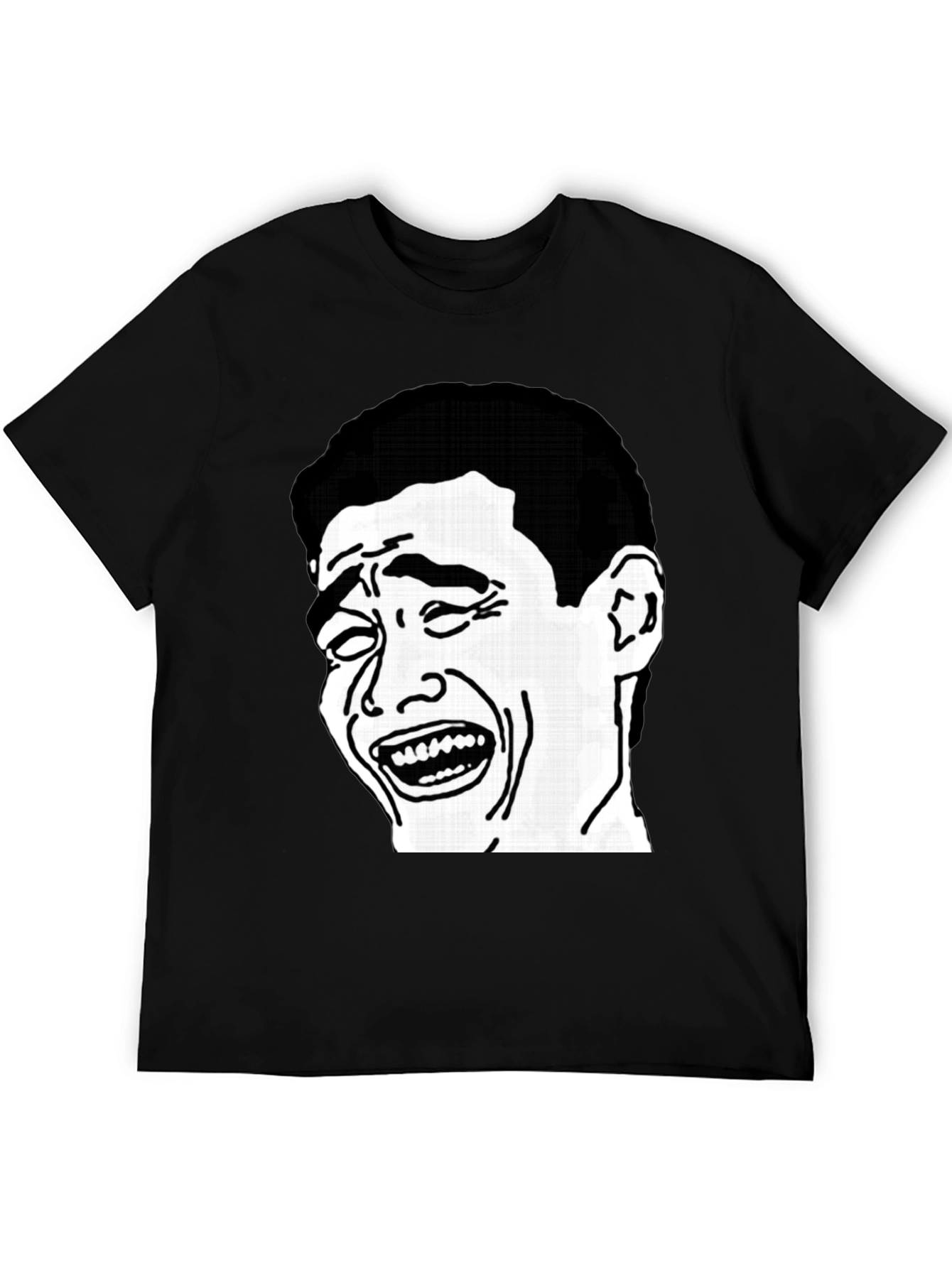 Black Laughing Face Graphic Tee - Black Cotton Blend T-Shirt view 5
