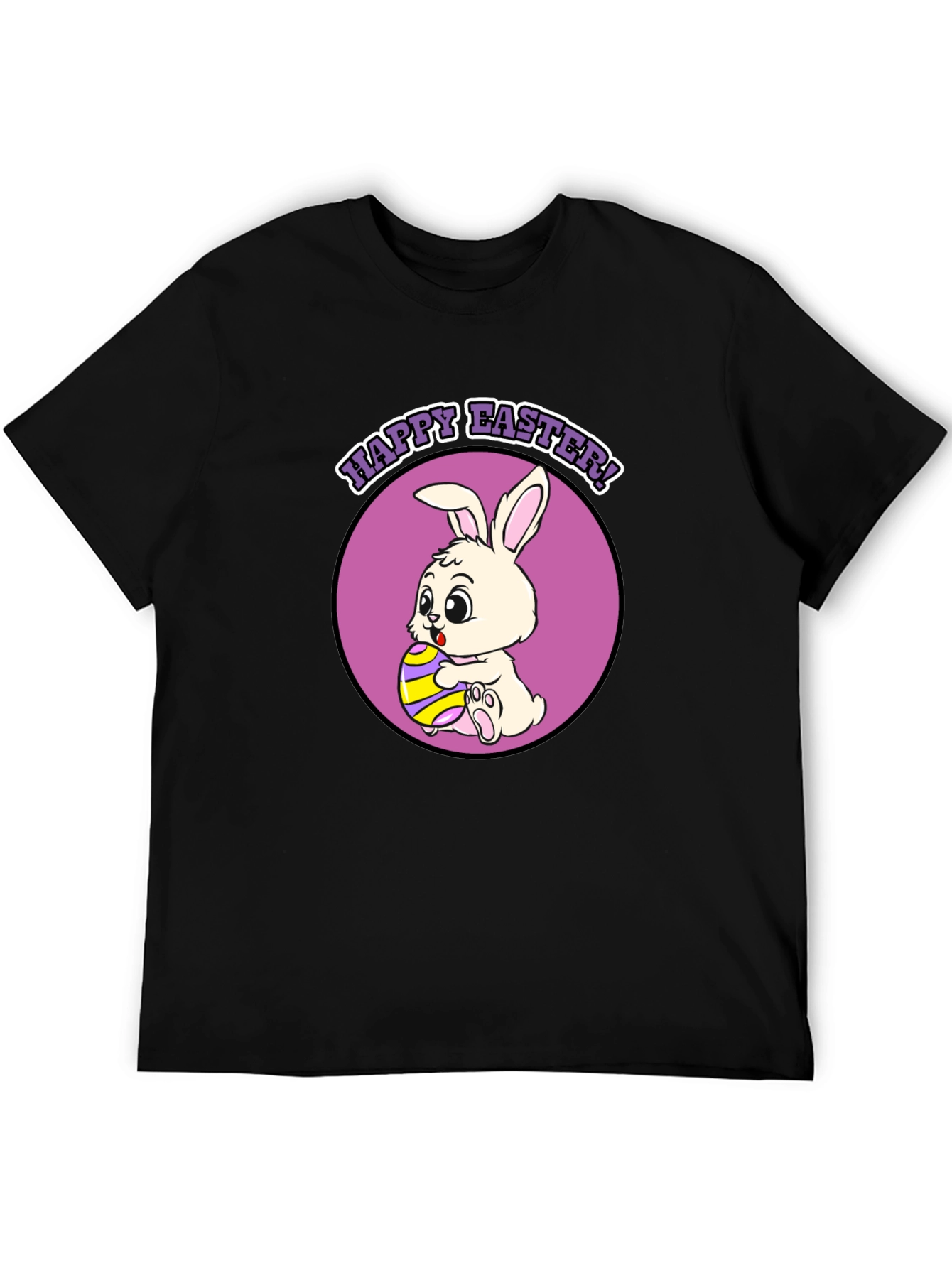 Black Happy Easter Bunny T-Shirt - Cute Holiday Tee view 5