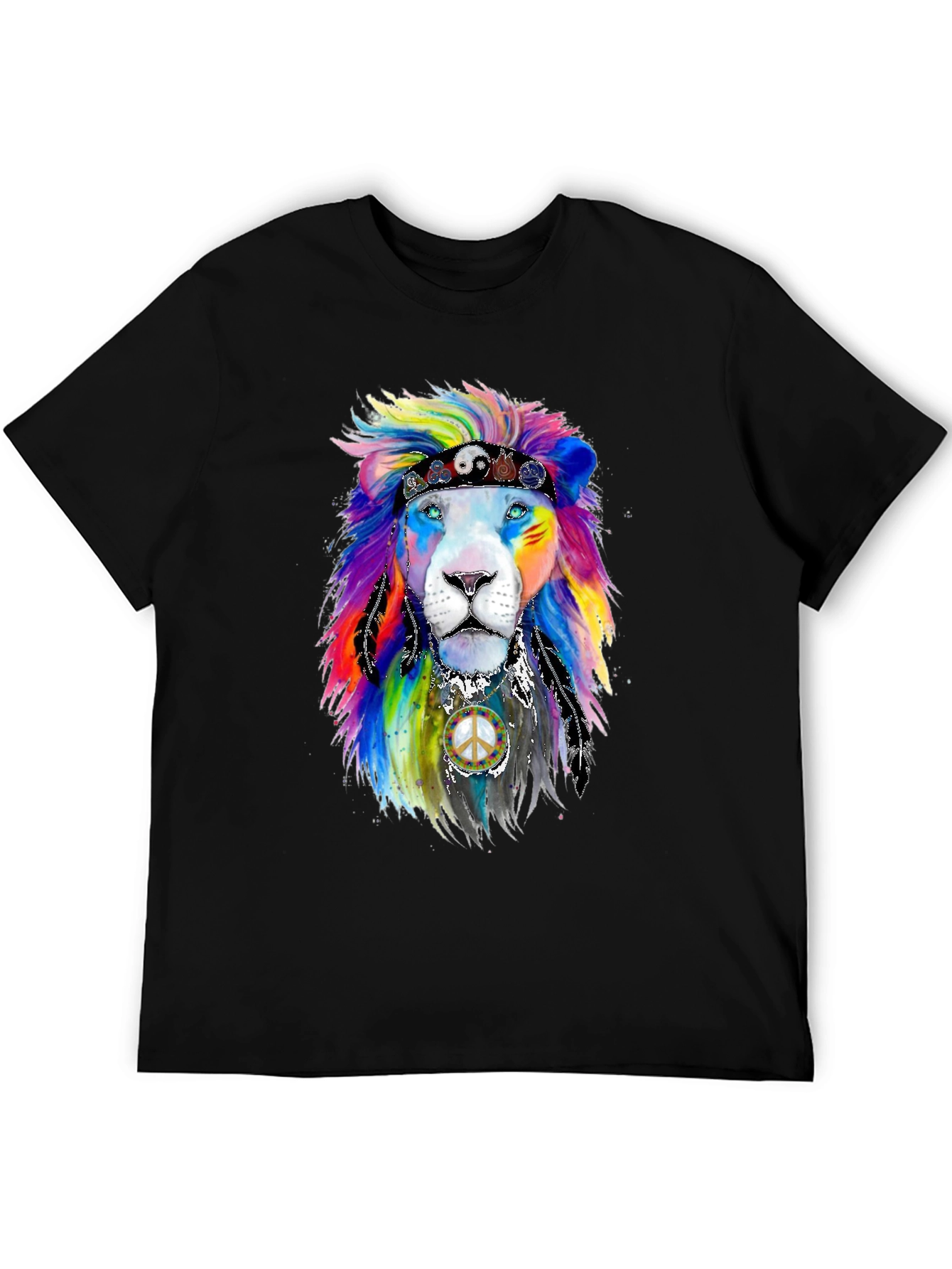 Black Rainbow Lion Graphic Tee view 5