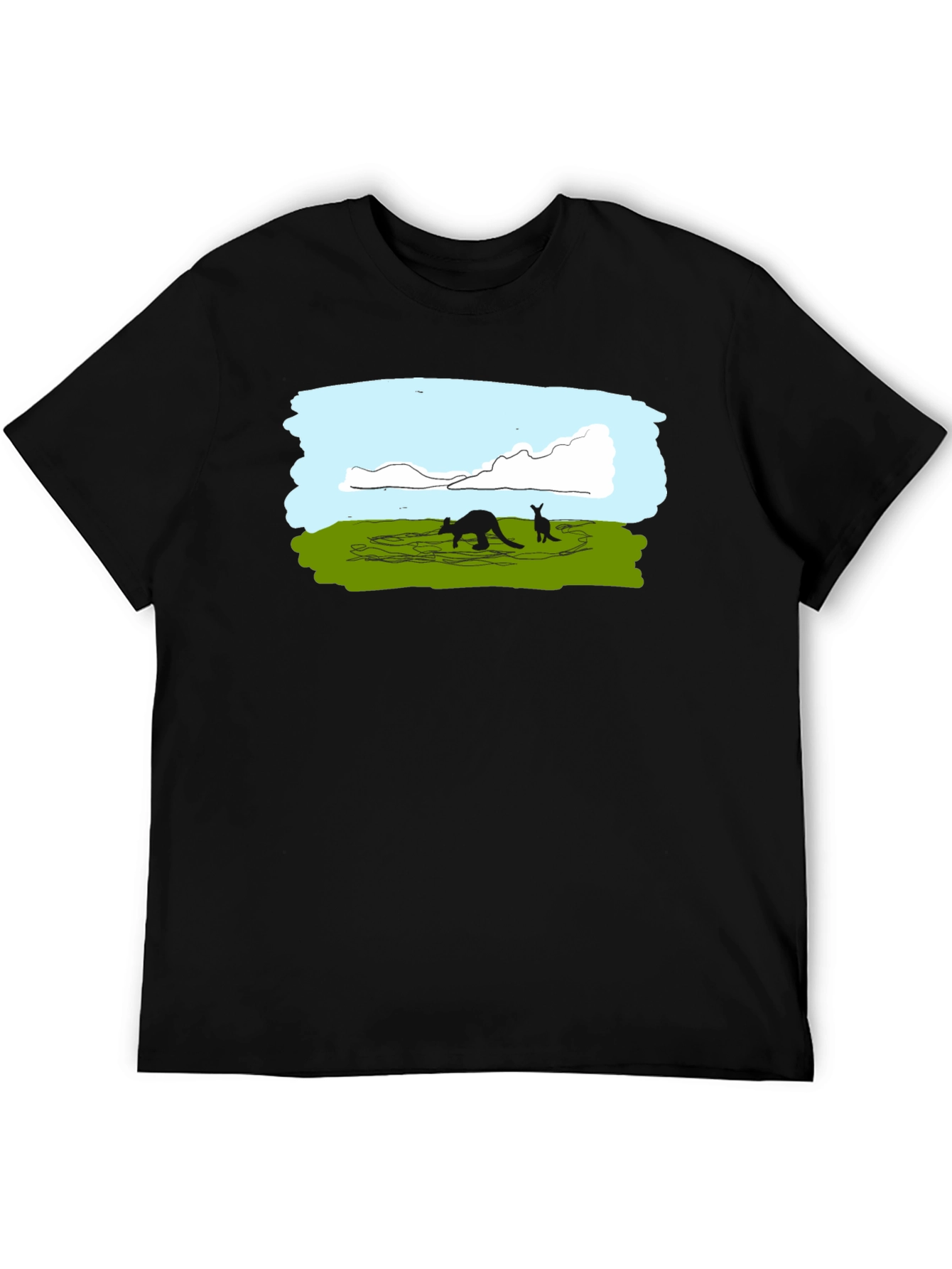 Black Kangaroo Silhouette Graphic Tee - Black view 5