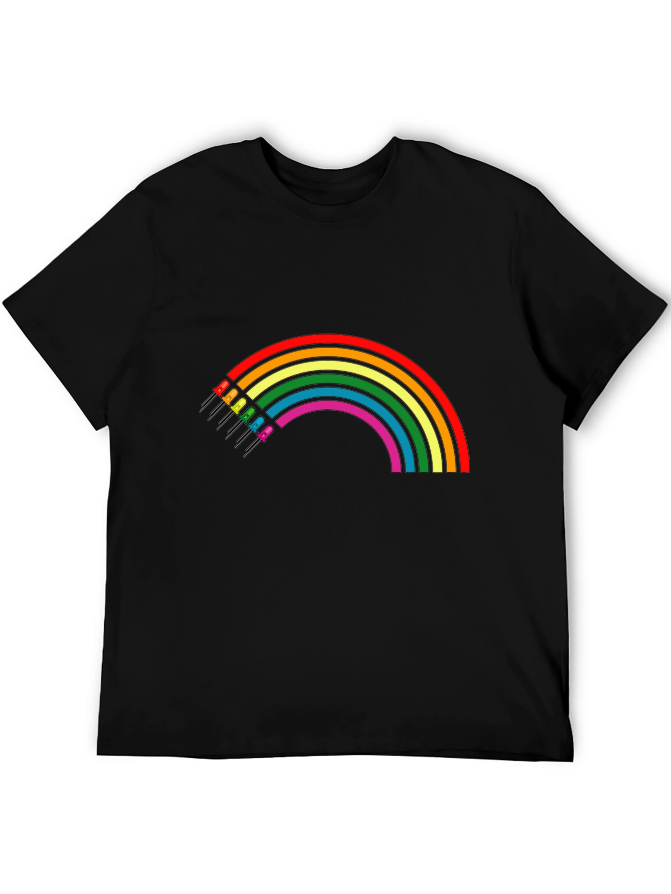 Black Rainbow LED T-Shirt - Black Cotton Blend view 5