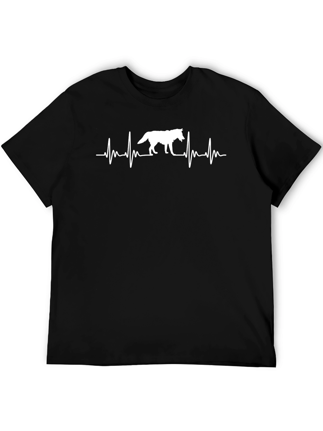 Black Wolf Heartbeat Graphic Tee - Black Unisex T-Shirt view 5