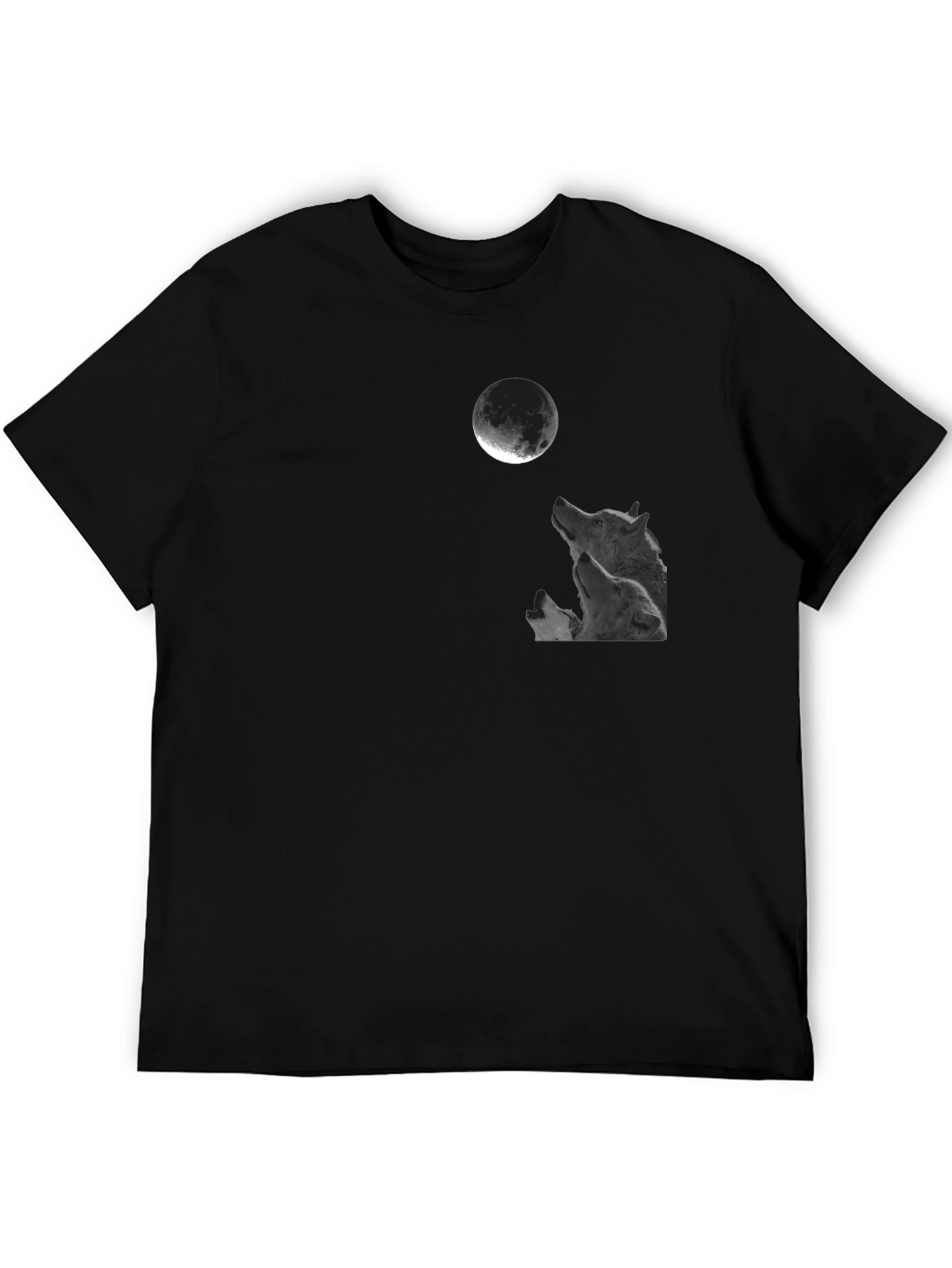 Black Wolf Moon Graphic Tee - Black Cotton T-Shirt view 5