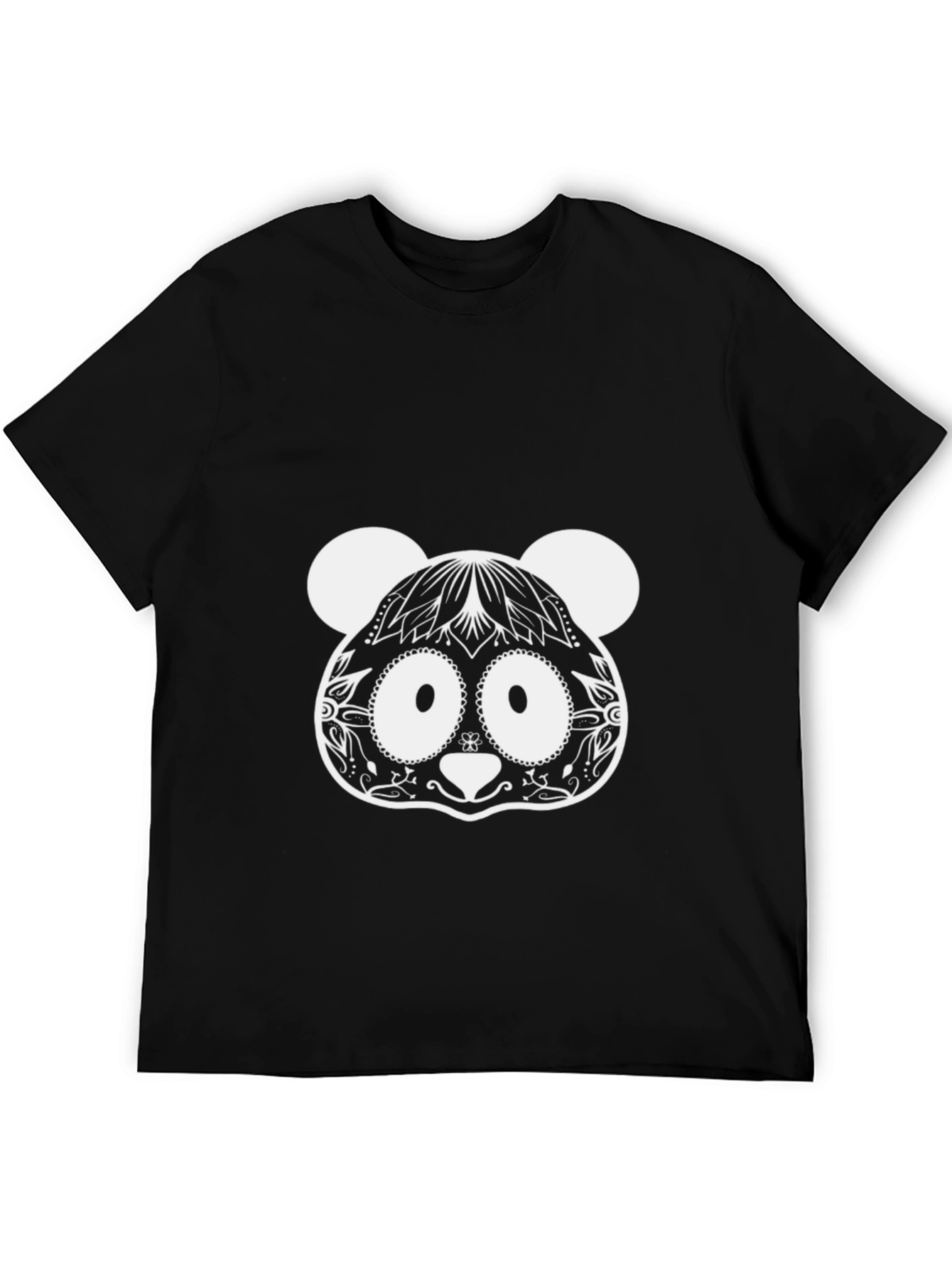Black Cool Panda Graphic Tee - Black Cotton Blend view 5