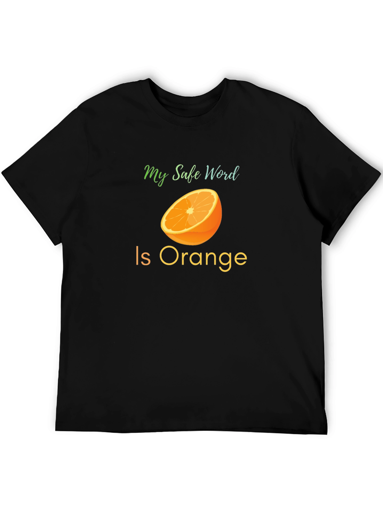 Black Safe Word Orange T-Shirt - Funny Fruit Design view 5