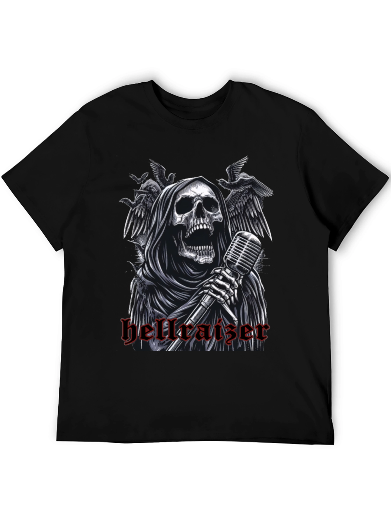 Black Hellraiser Grim Reaper Graphic Tee - Rock Concert Style view 5