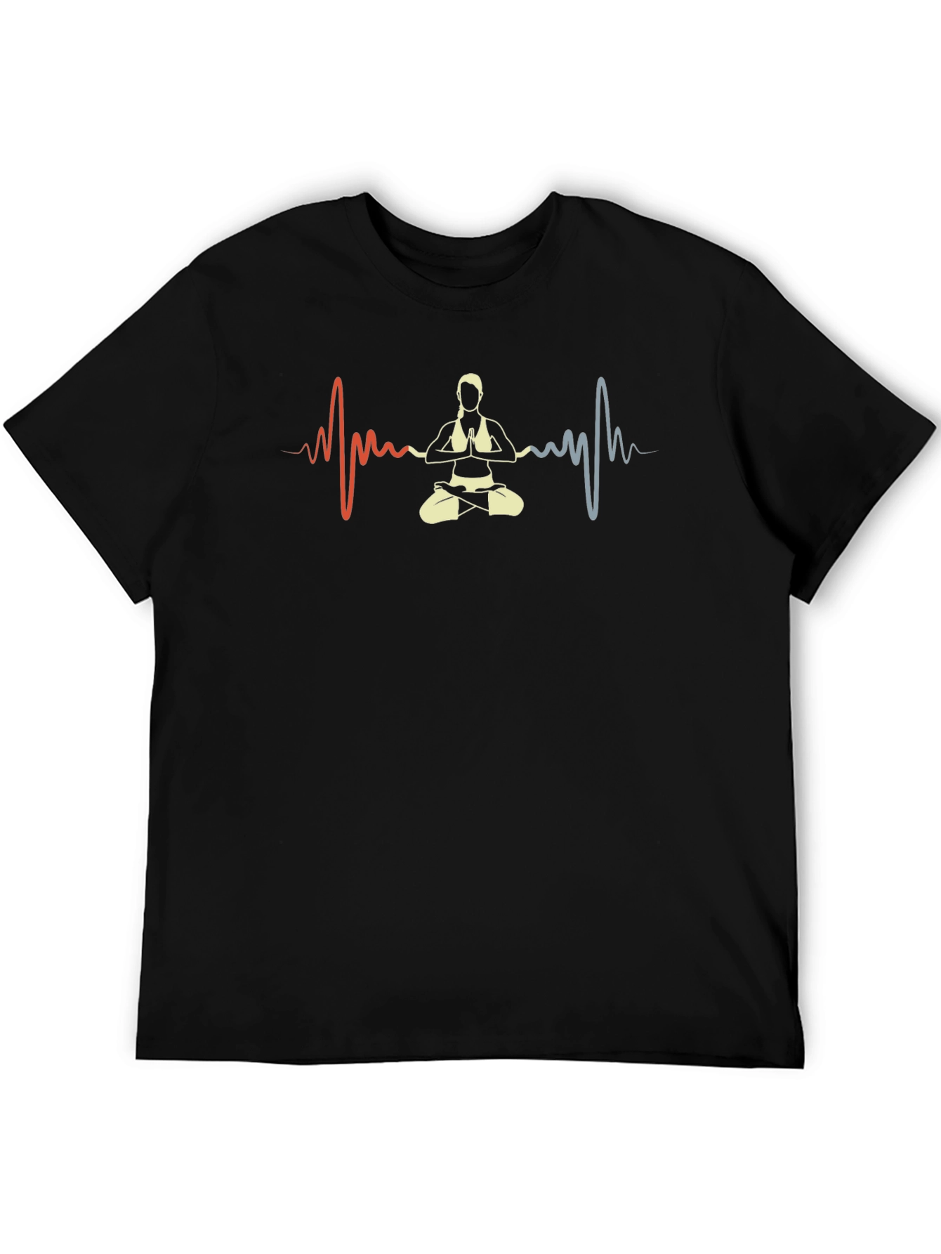 Black Yoga Heartbeat Black T-Shirt view 5