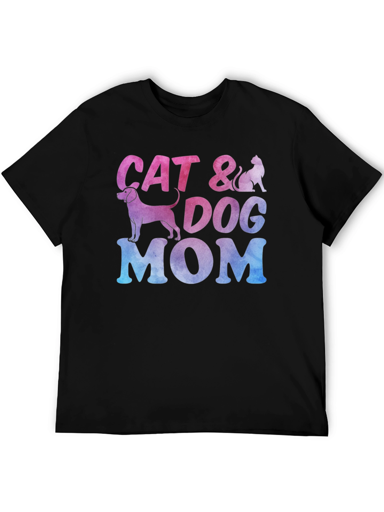 Black Cat & Dog Mom Graphic T-Shirt - Unisex Crew Neck view 5