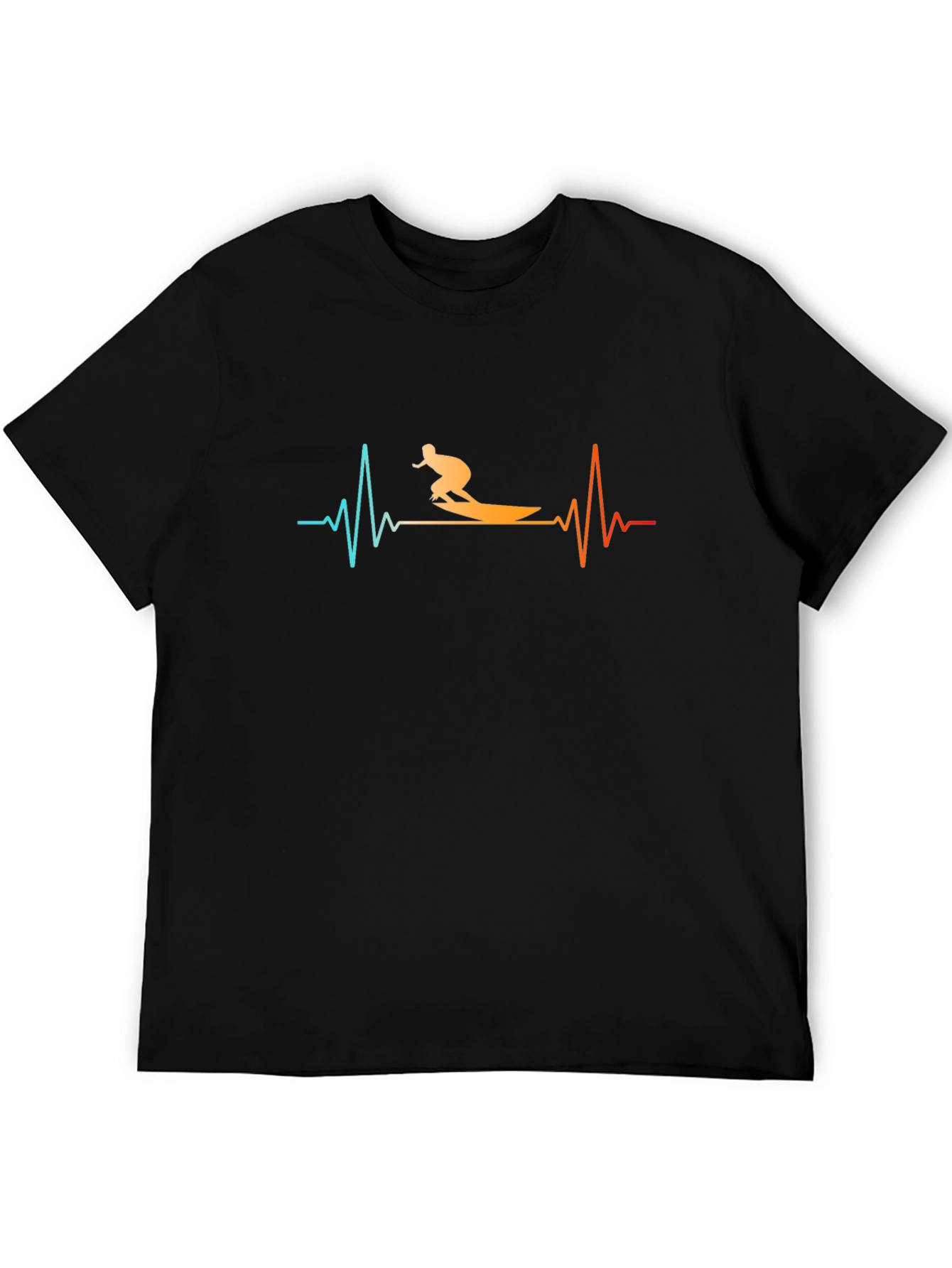 Surfing Heartbeat Black T-Shirt - 5