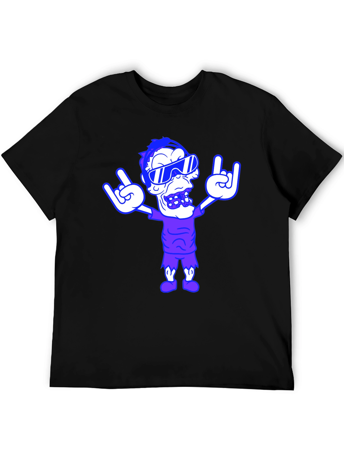 Black Rock On Cartoon Graphic Tee - Black view 5