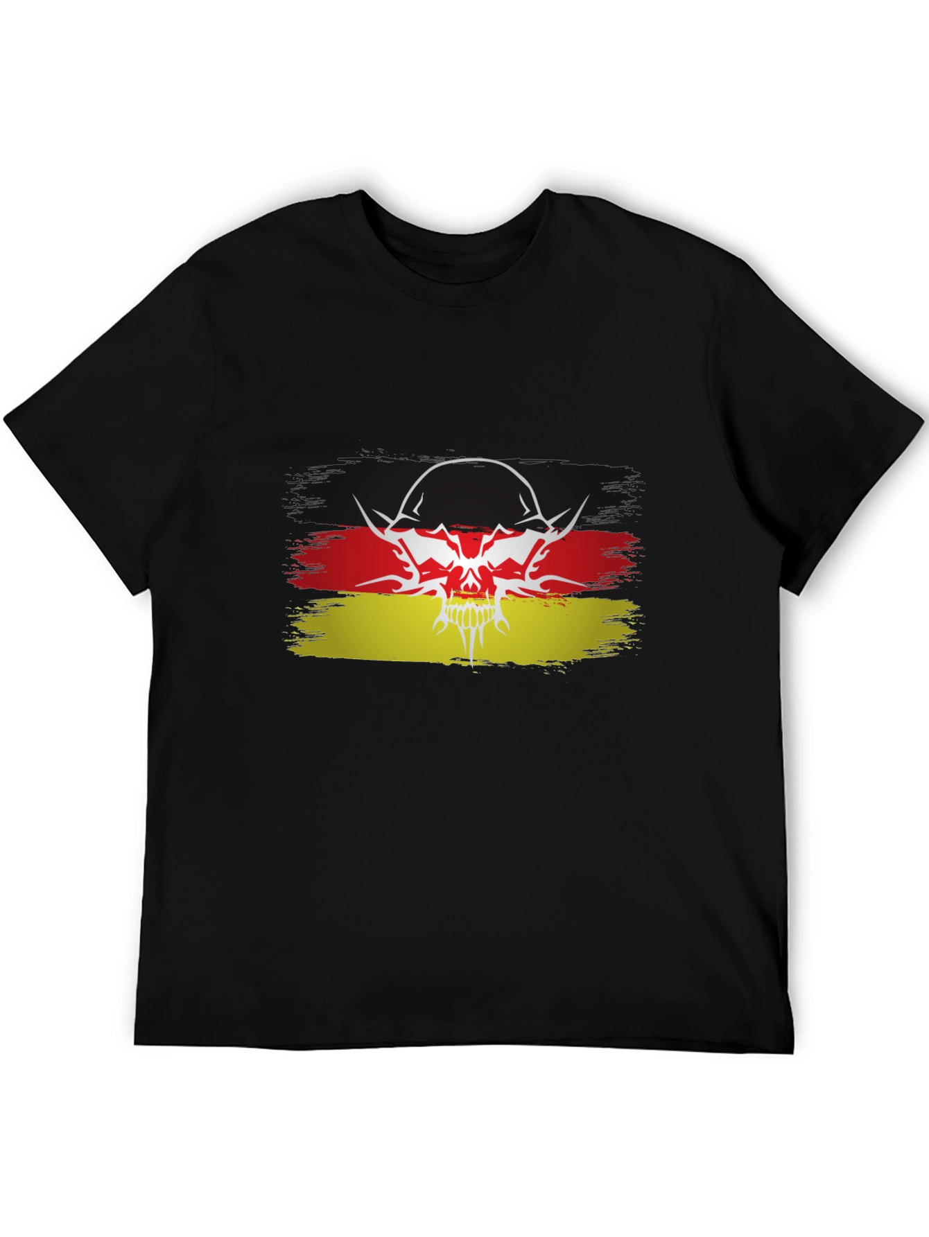 Black German Flag Skull Graphic Black T-Shirt view 5