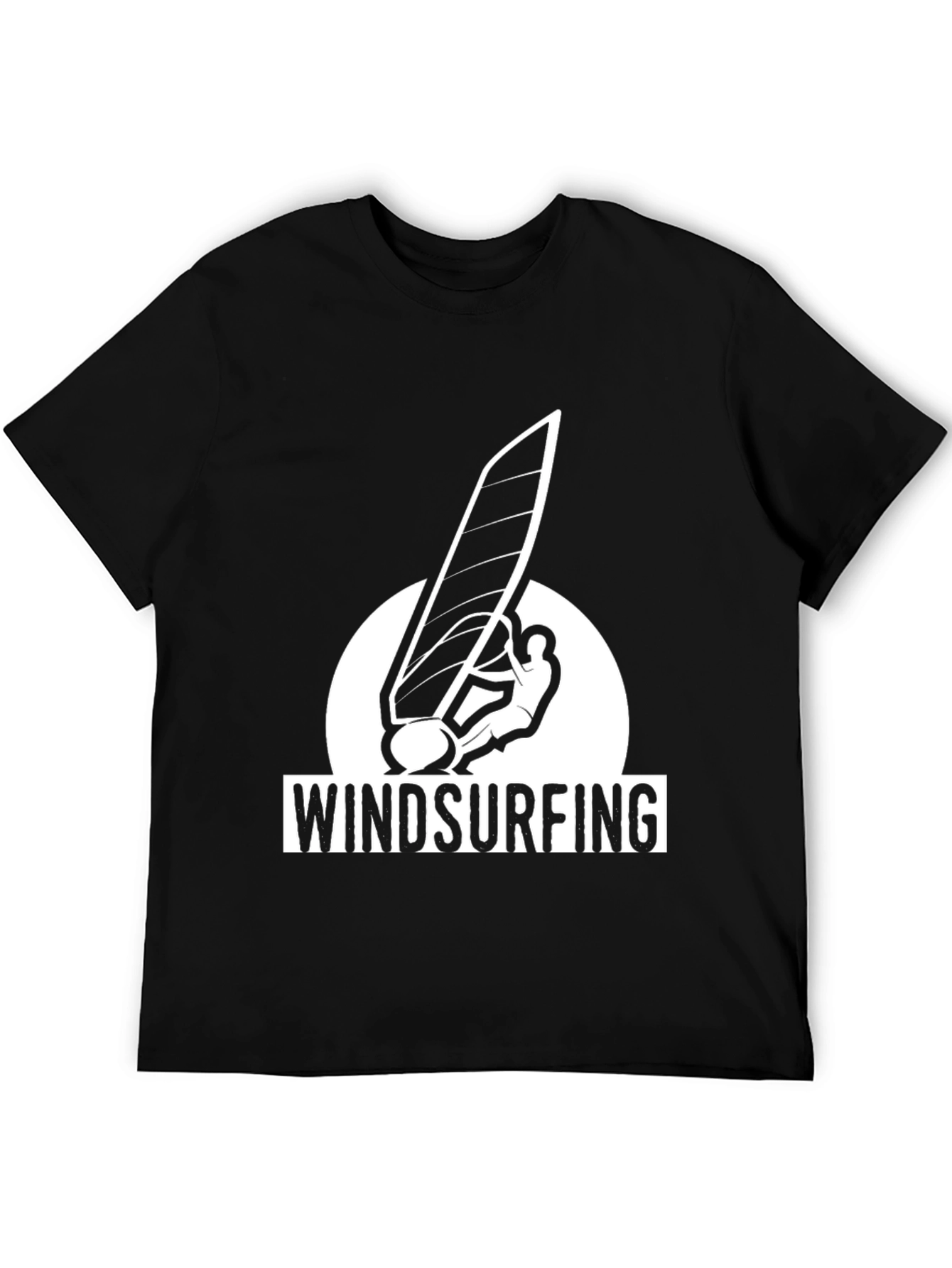 Black Windsurfing Graphic Tee - Black Cotton T-Shirt view 5