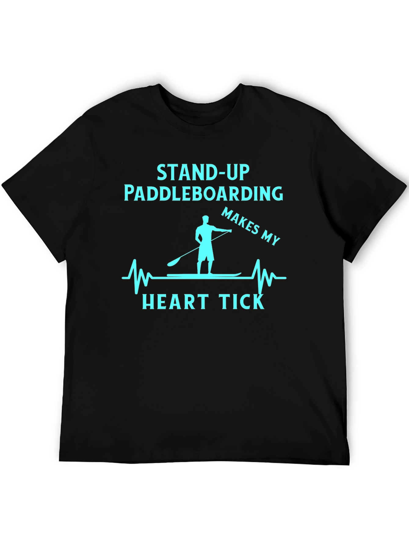 Black Stand Up Paddle Boarding Makes My Heart Tick T-Shirt view 5