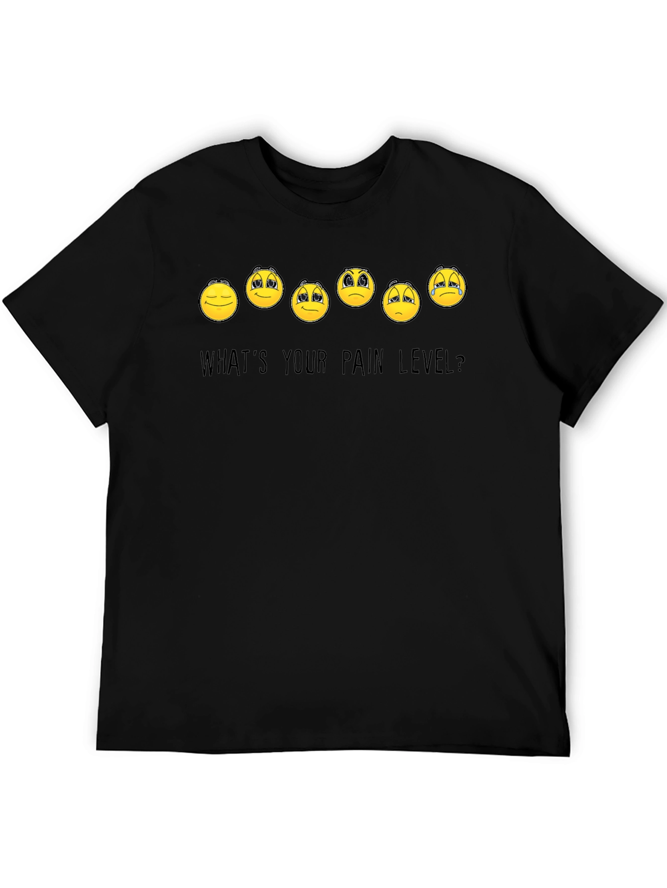 Black Pain Level Emoji Graphic T-Shirt view 5
