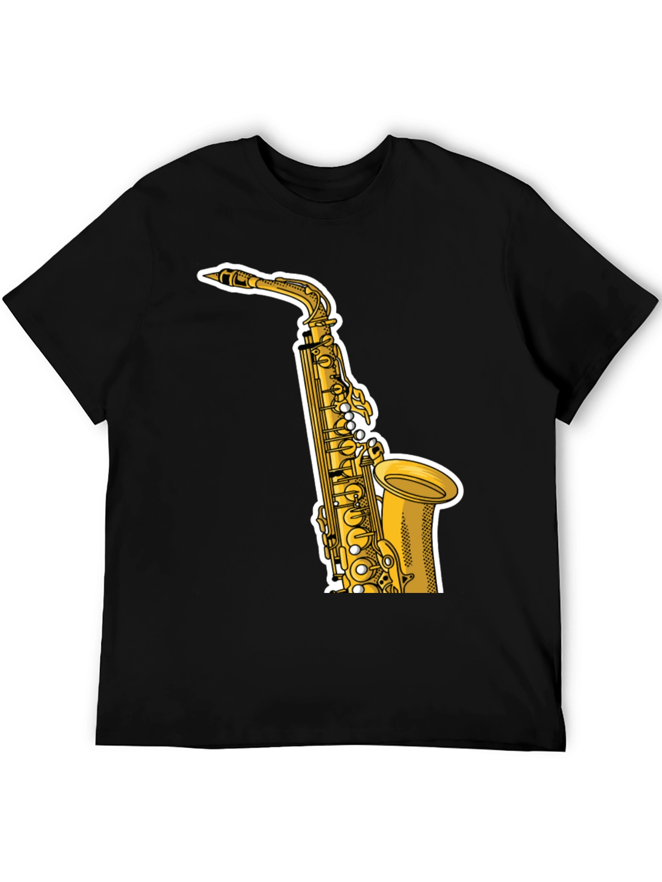 Black Saxophone Graphic Tee - Black Cotton T-Shirt view 5
