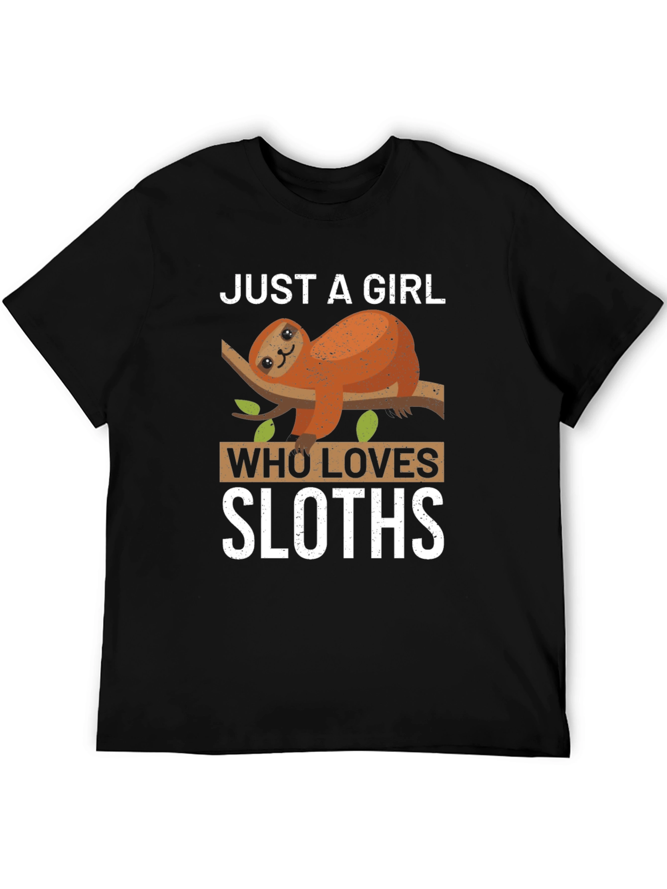 Black Just a Girl Who Loves Sloths T-Shirt view 5