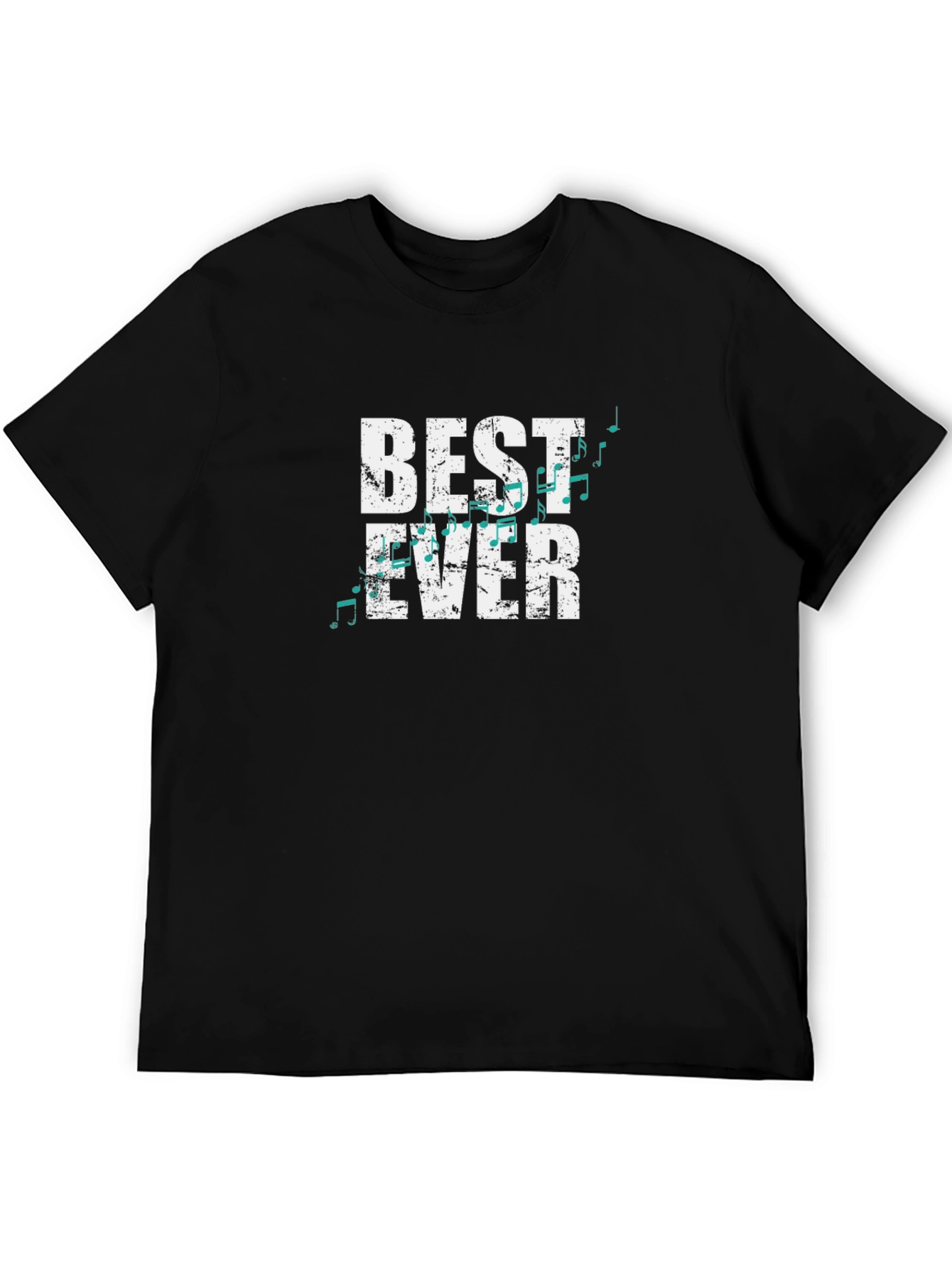 Black Best Ever Music Notes Graphic Tee - Black Cotton T-Shirt view 5