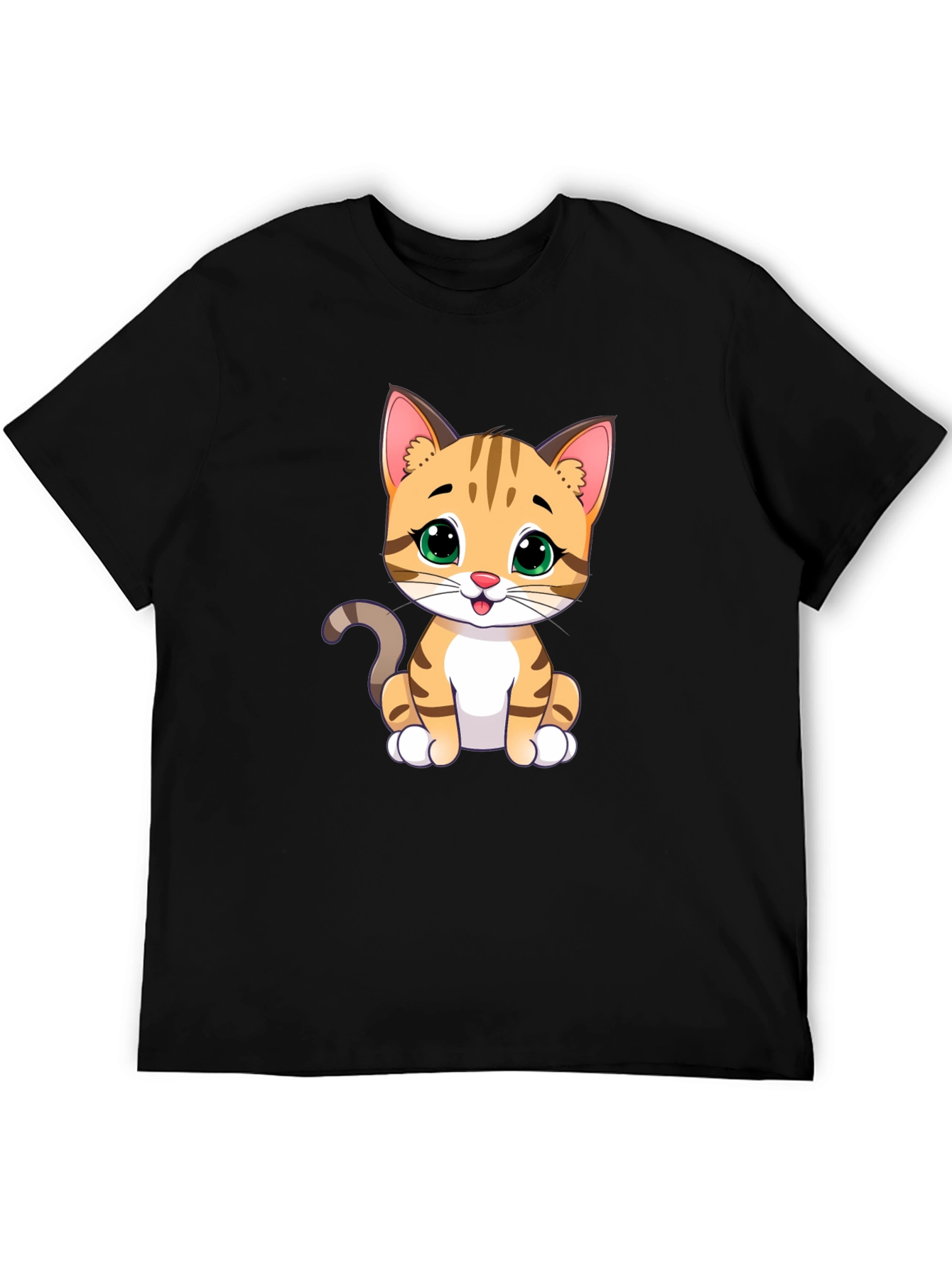 Black Cute Cartoon Cat Graphic T-Shirt view 5