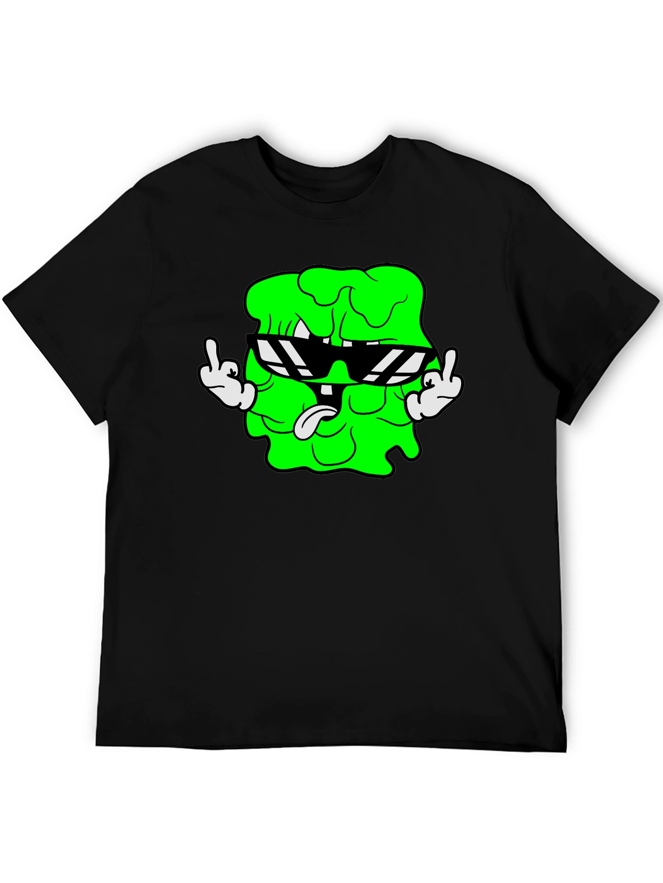 Black Cool Slime Cartoon Graphic Tee - Black view 5