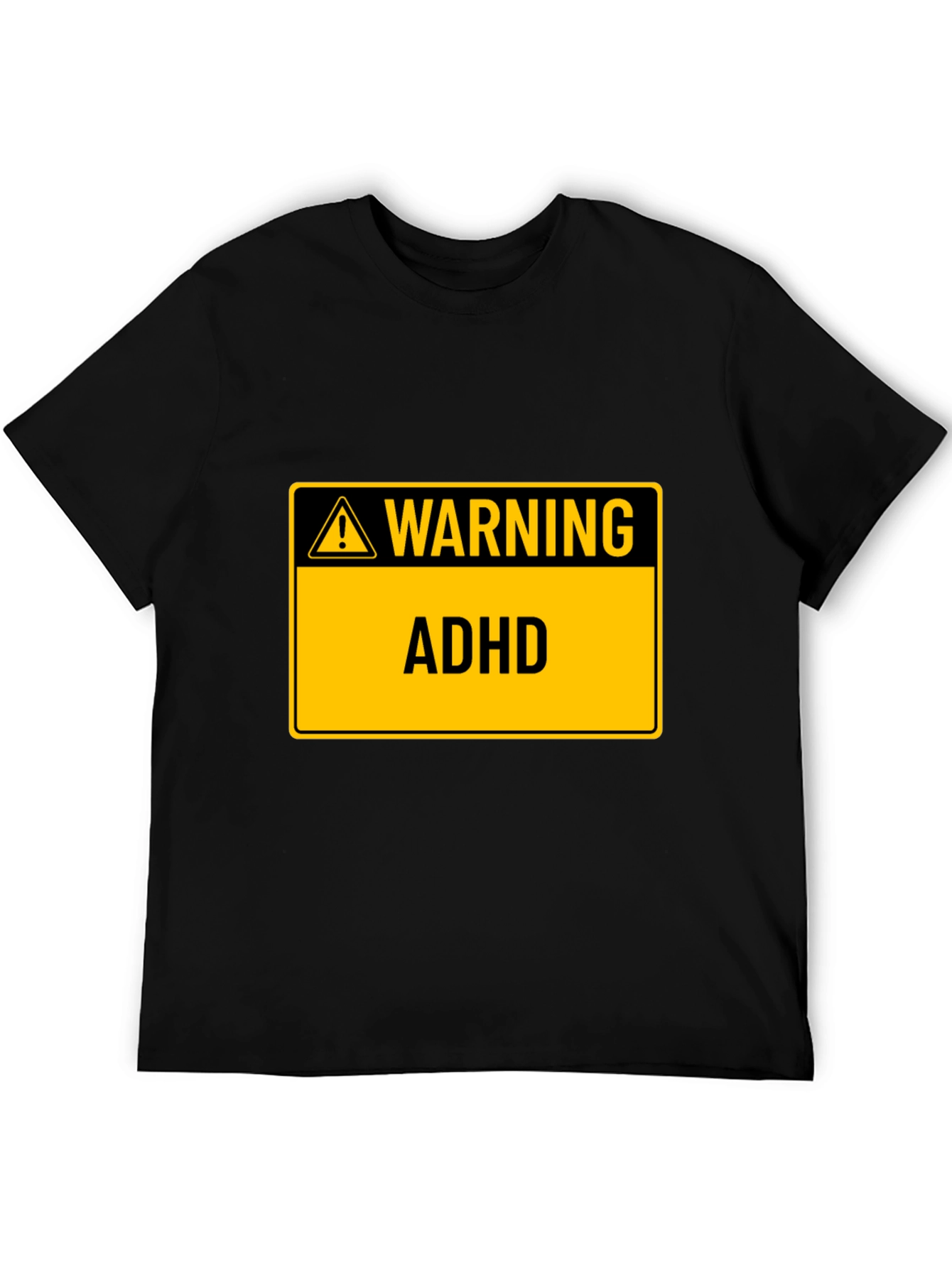 Black Warning ADHD Black T-Shirt view 5